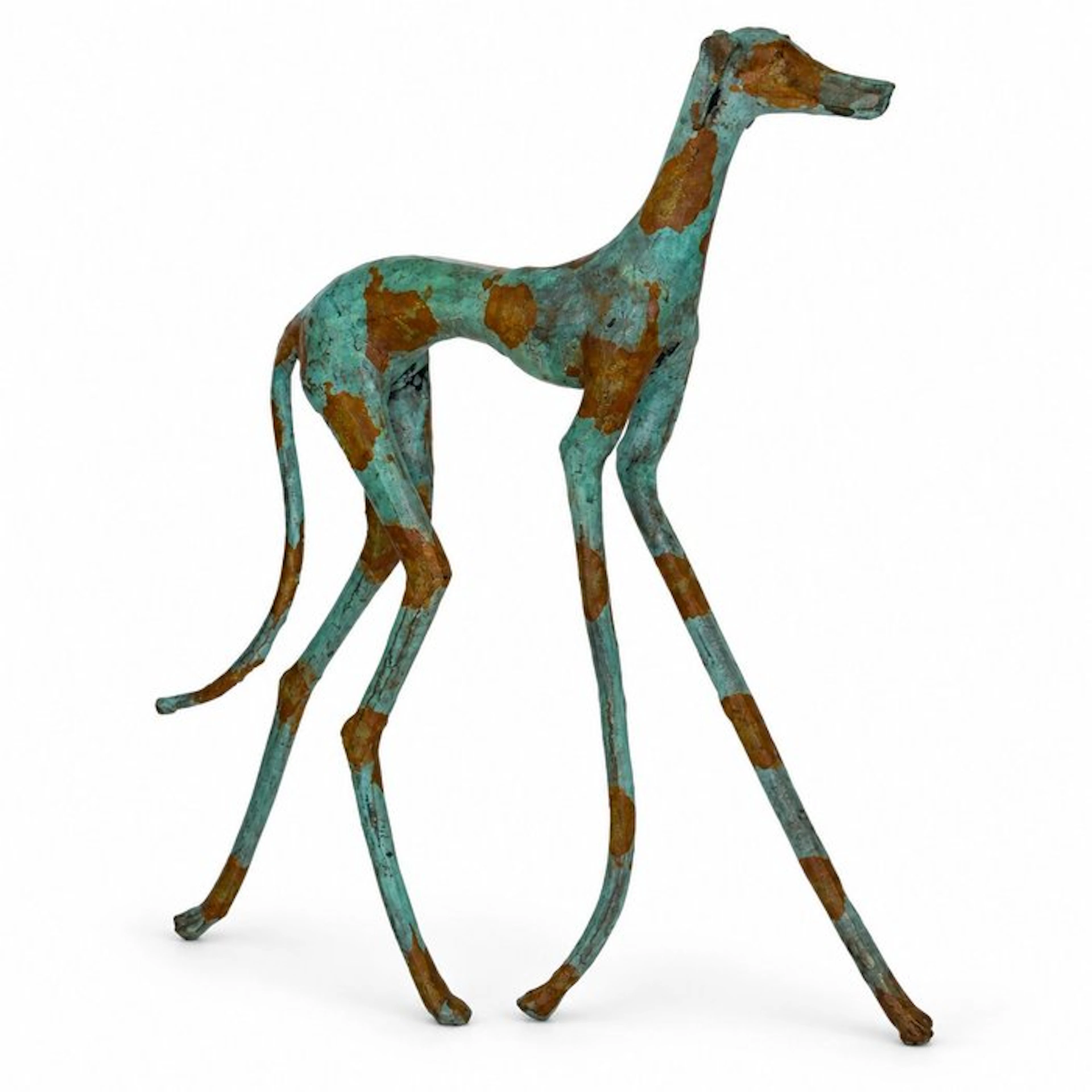 Abdoulaye Derme - Sculpture, Lévrier stylisé en bronze - 33 cm - Bronze