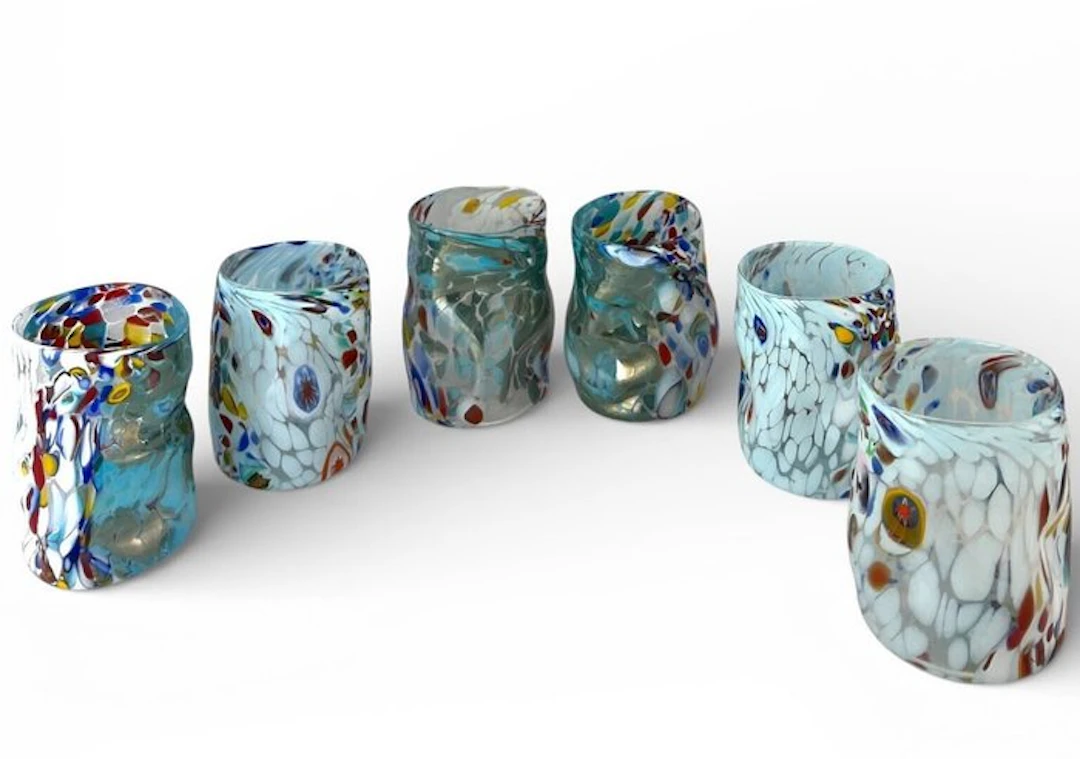 Drinking set for 6 (6) - Glass - Murano glassware set
