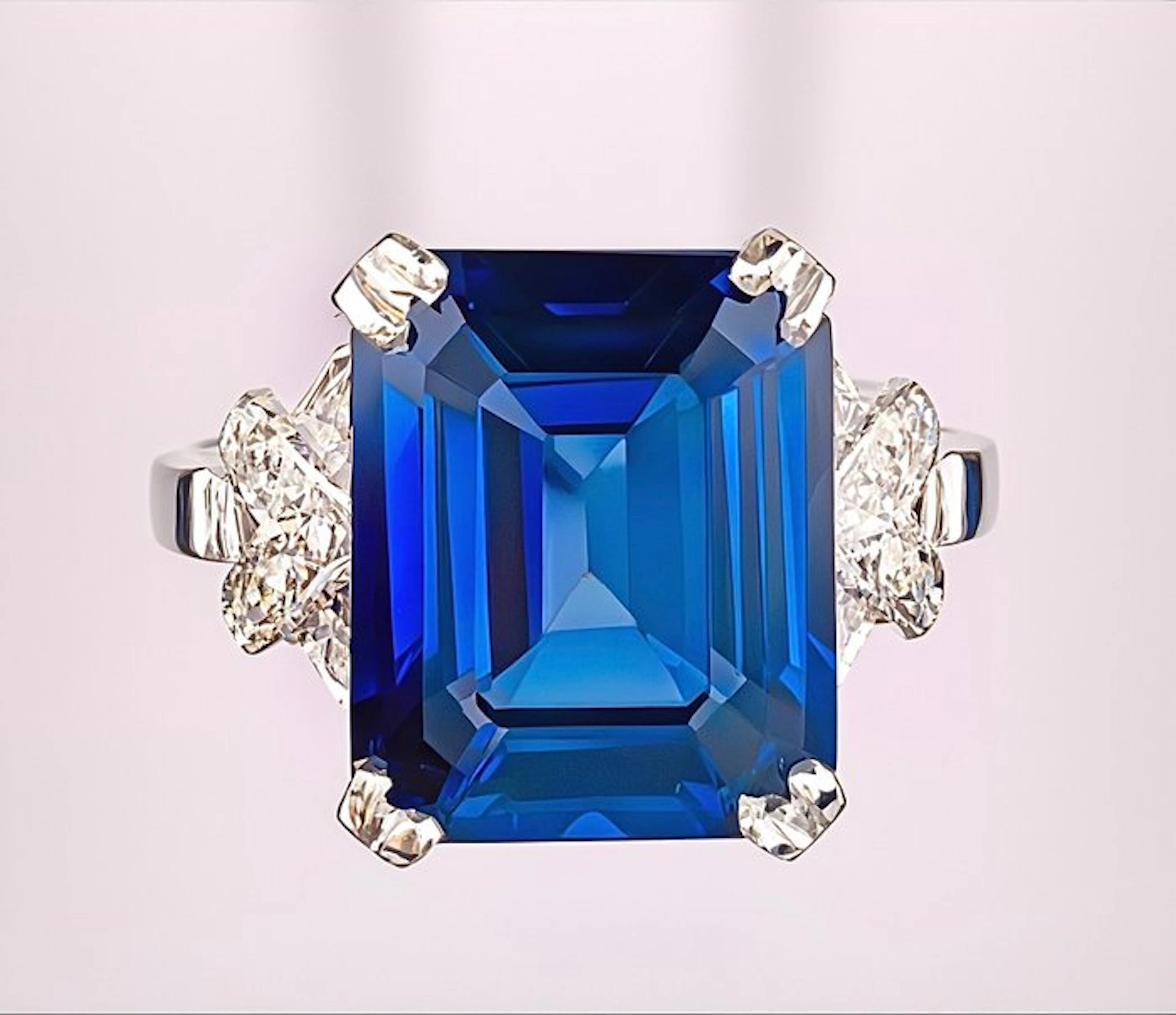 Ring Platinum Sapphire - Diamond