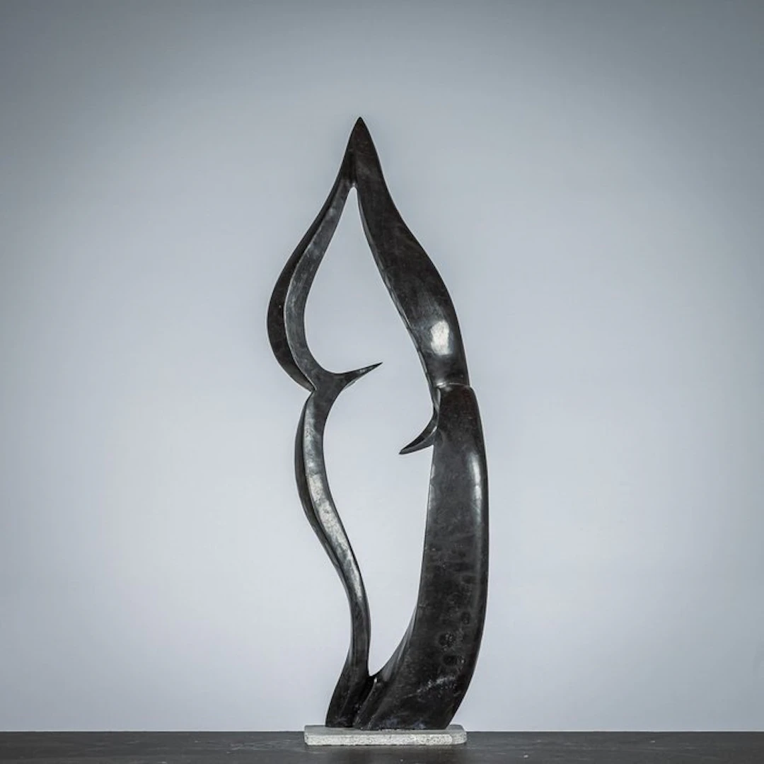 Sculpture, Flying birds - 560 mm - serpentine stone