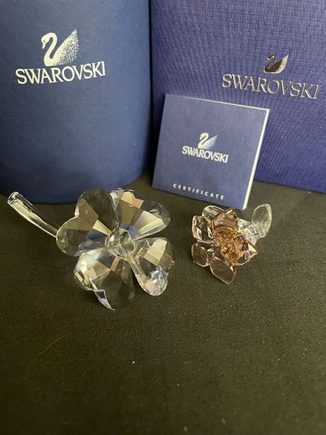 Swarovski - Figurine - Woestijnroos en Klavertje Vier - Boxed (2) - Crystal