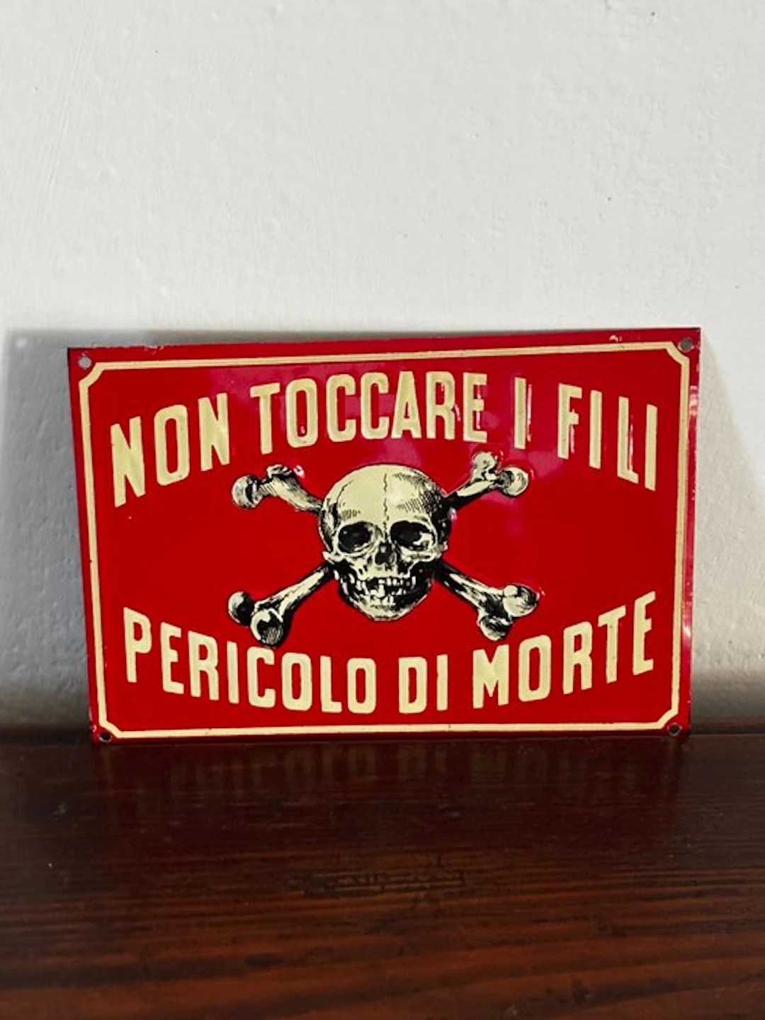 Rare Italian Industrial Porcelain Enamel Danger Sign –...