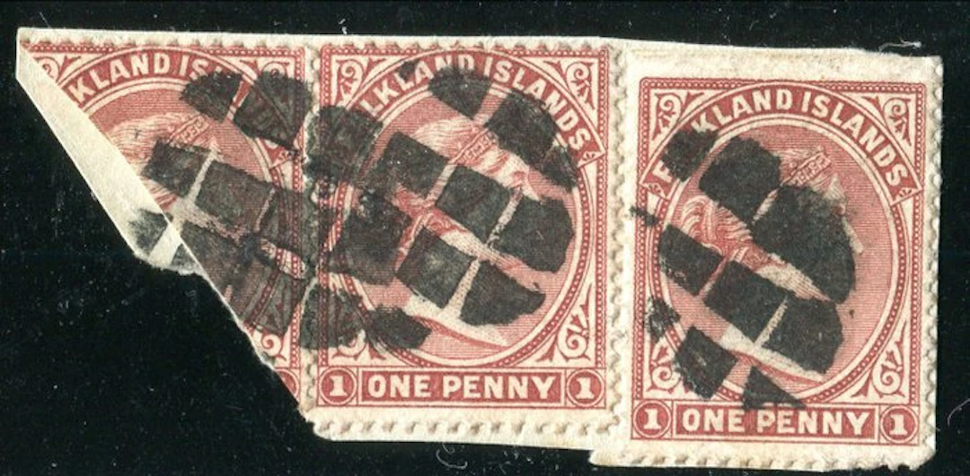 Falkland Islands 1889 - 2 x 1d redbrown + 1d red-brown...