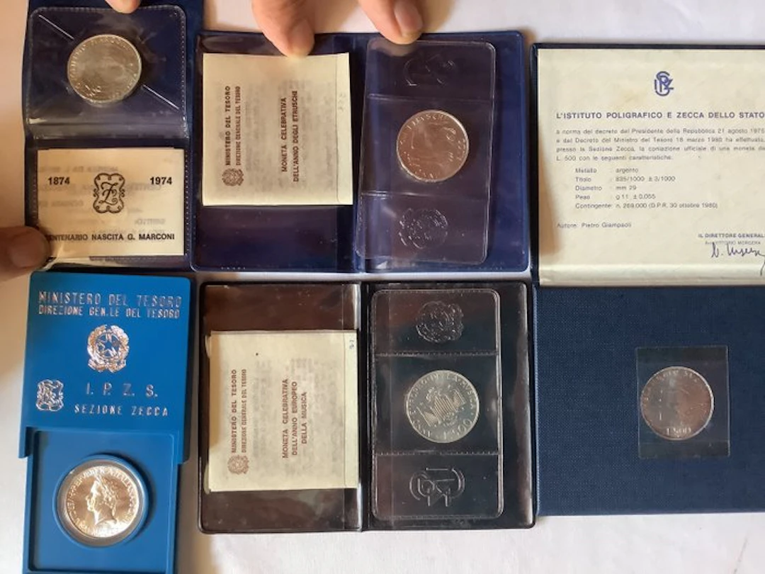 Italy. 500 Lire 1955/1985, 5 x Coins (No reserve price)
