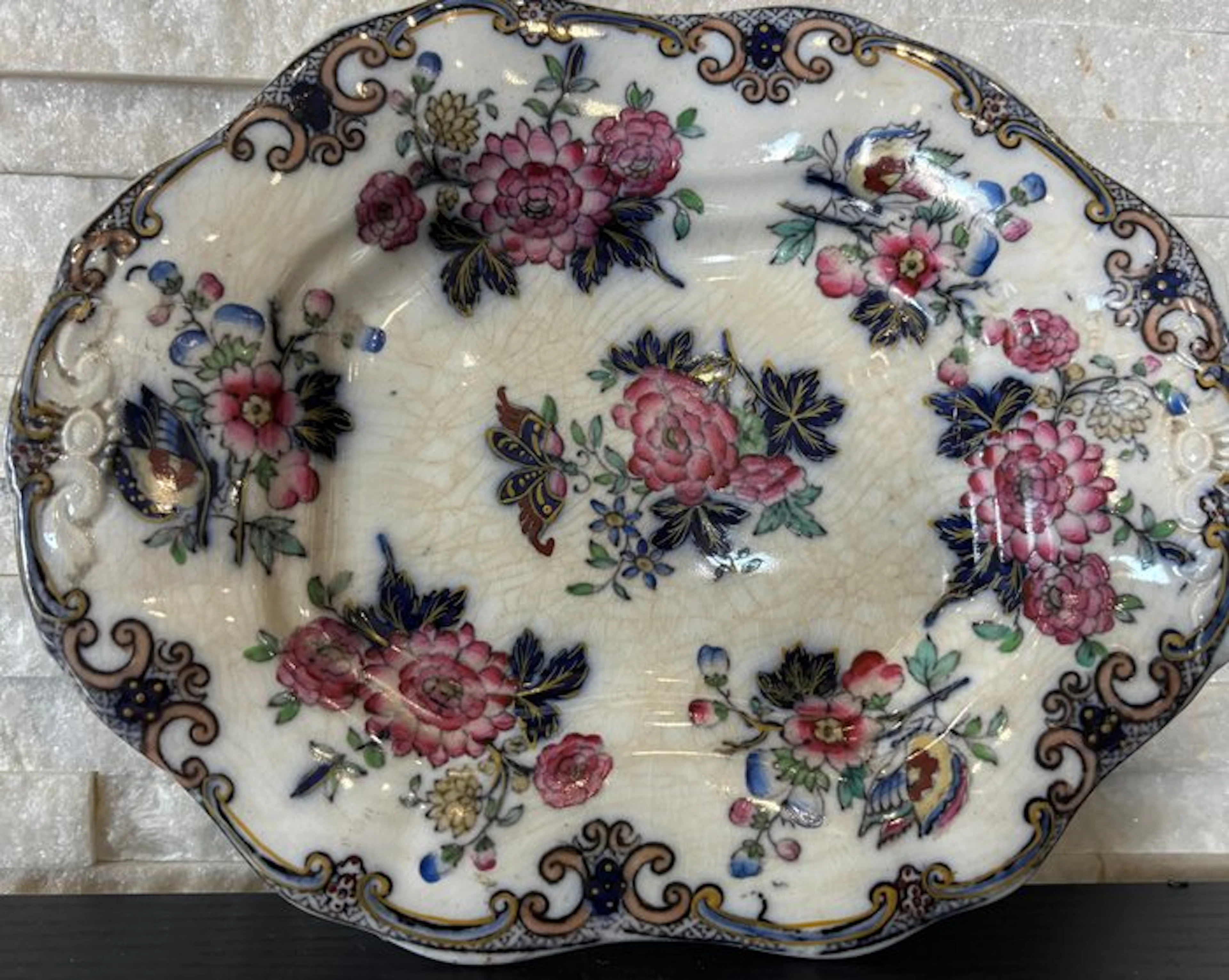 Dish - Ceramic - Rare Oval Tray "Poona"