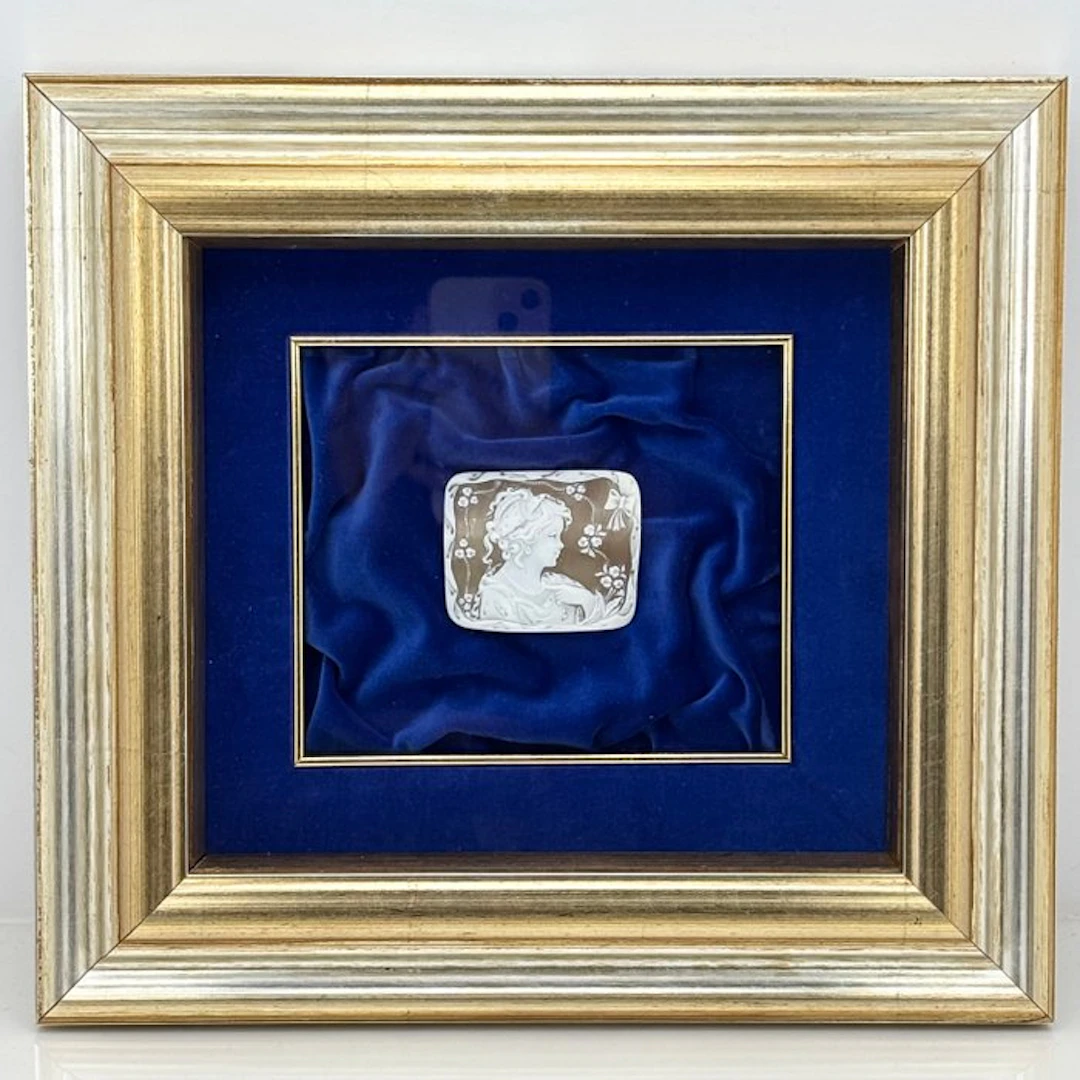 Cassis madagascariensis - Cameo - Painting with an engraved cameo.