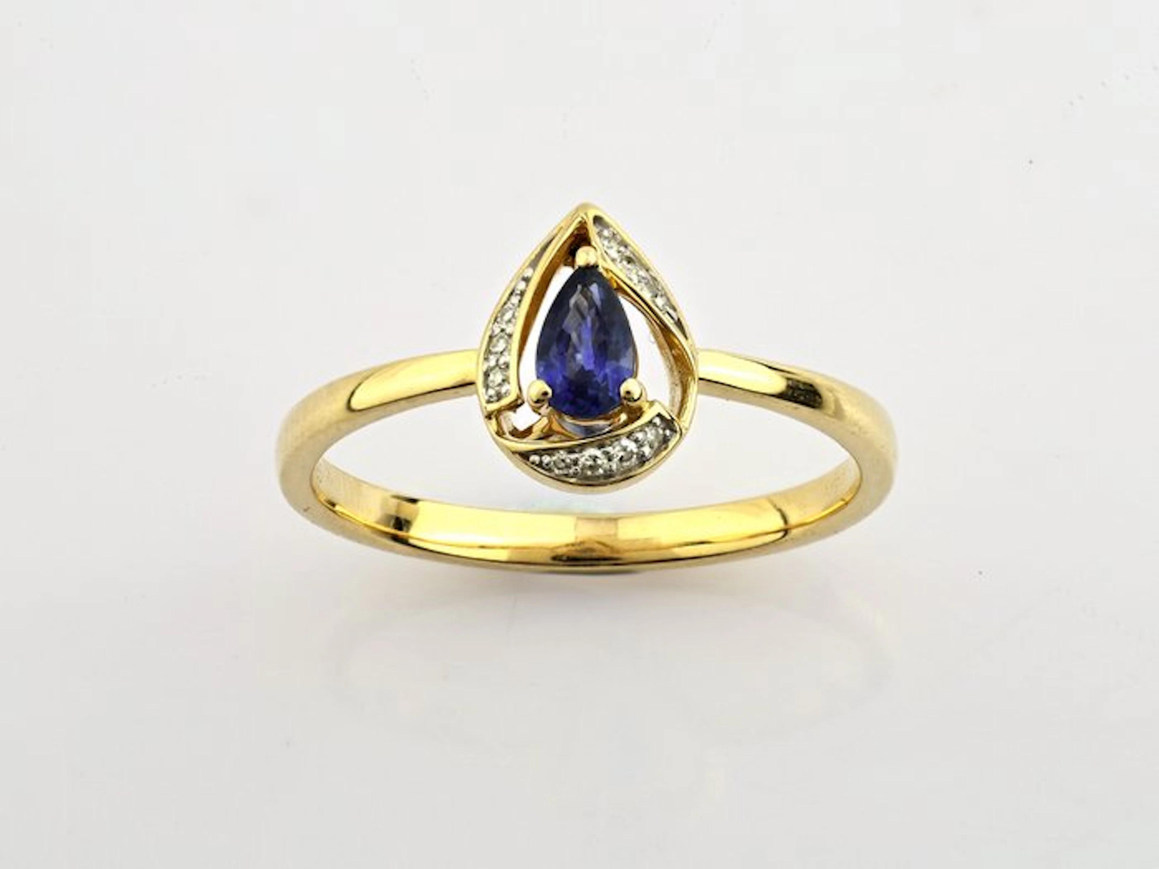 No reserve price - Ring - 14 kt. Yellow gold - 0.30ct. tw. Sapphire - Diamond