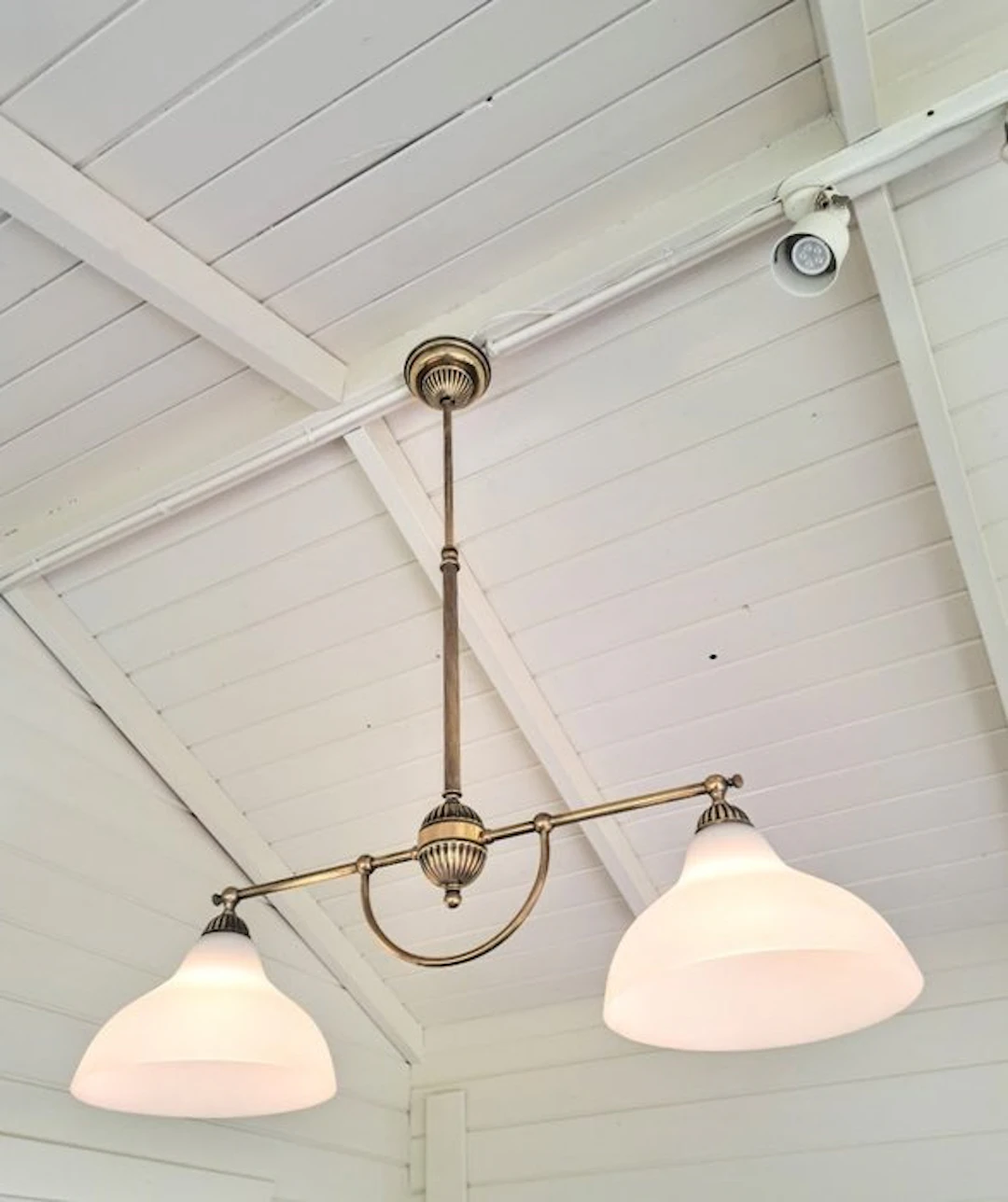 Hanging lamp - Frantzen - height-adjustable library lamp - Brass, glass