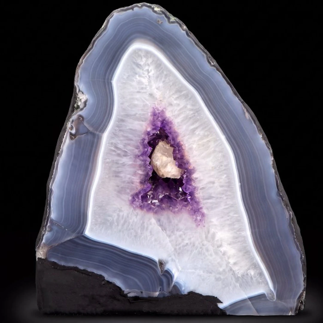 Blue Agate & Amethyst - Geode - 28x21x15 cm- 11.1 kg