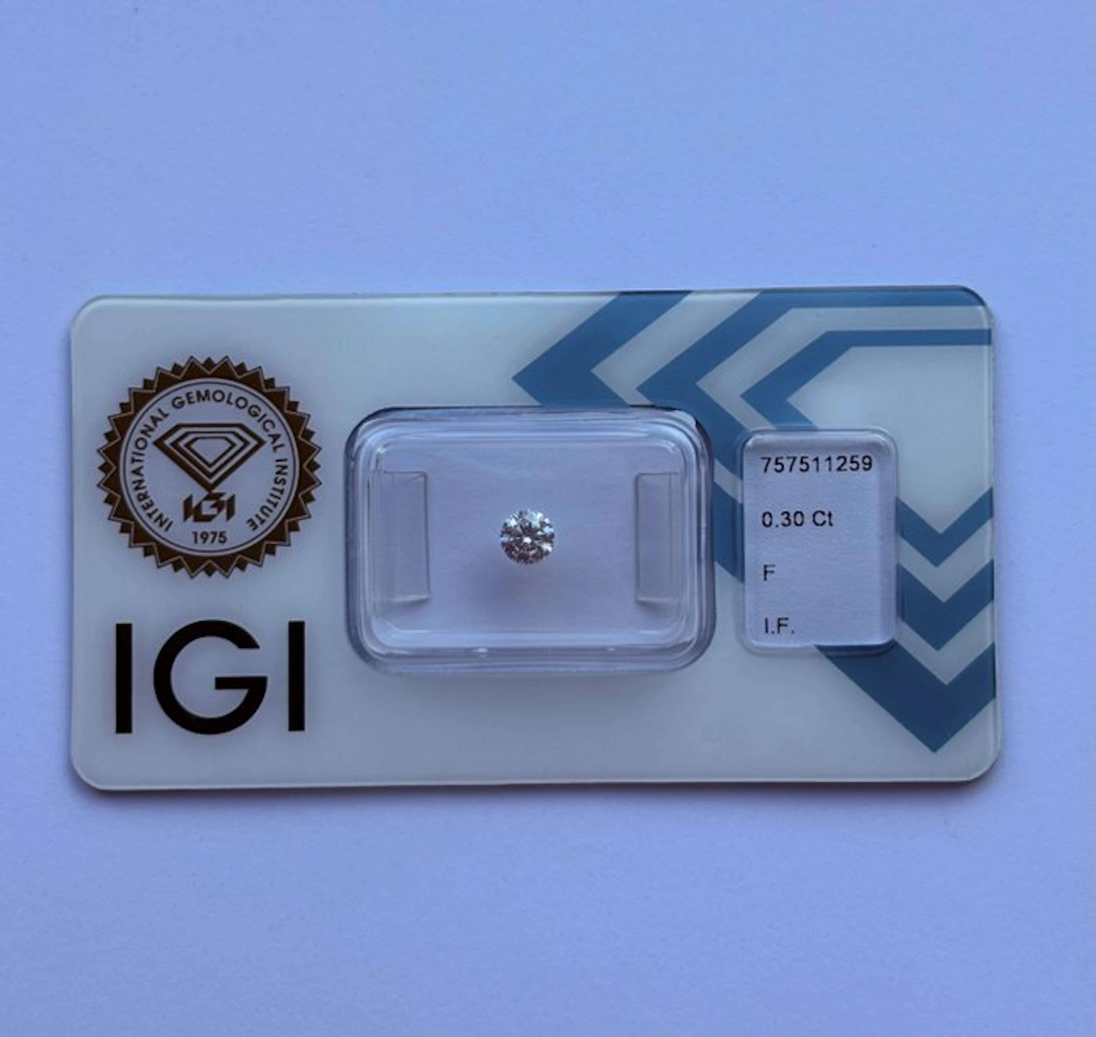 1 pcs Diamond (Natural) - 0.30 ct - Round - F - IF...