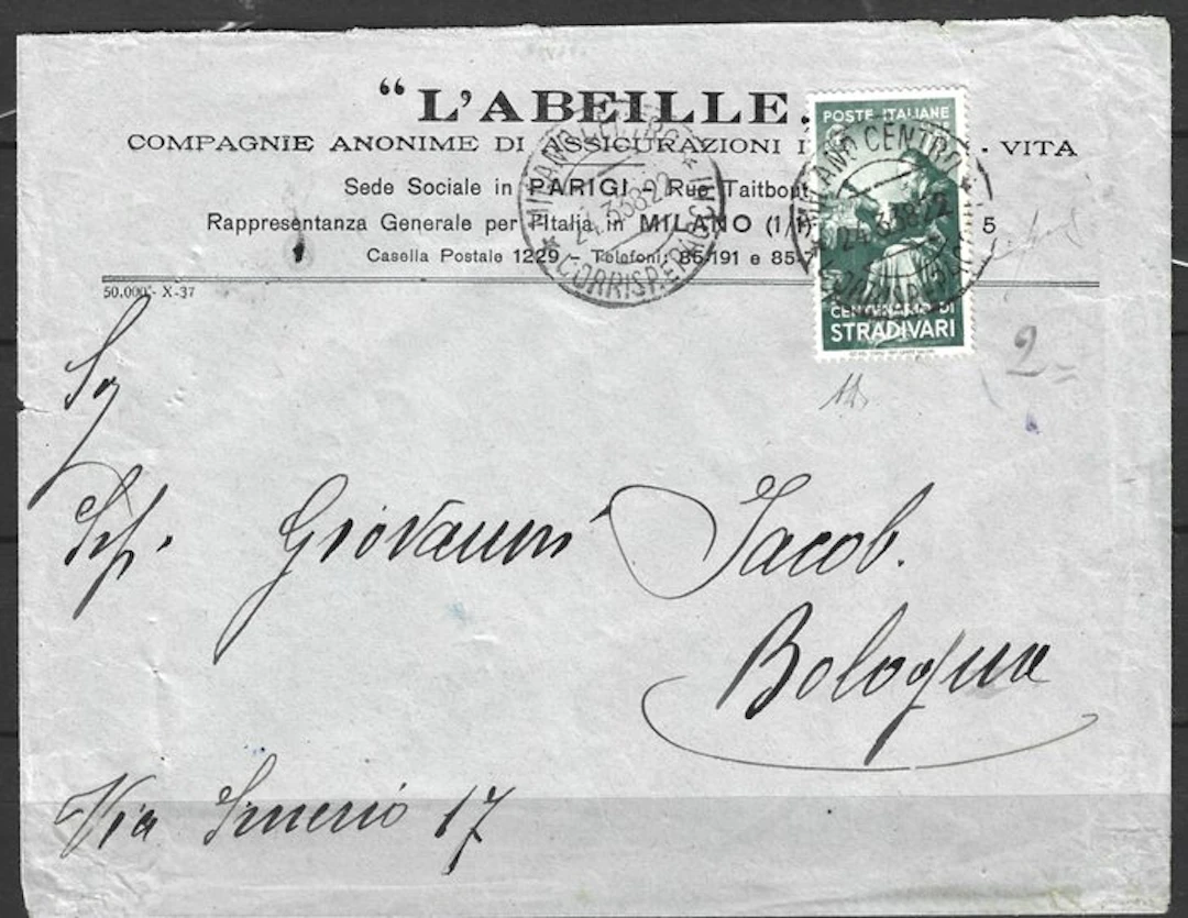 Italy Kingdom 1937/1937 - Distinguished men, the 2.55 on the letter