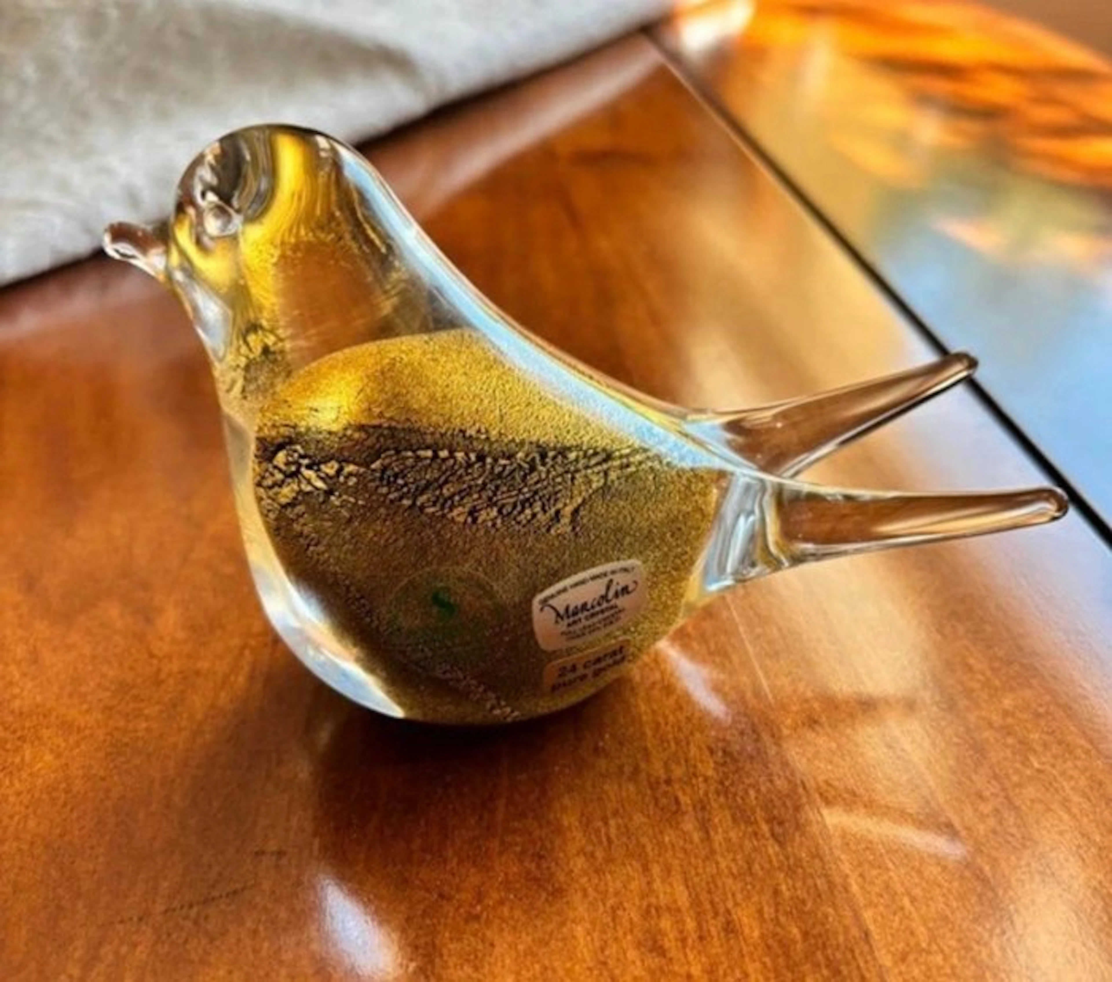 Marcolin - Figure - Uccello in vetro con foglia d'oro 24 carati - Glass, Gold
