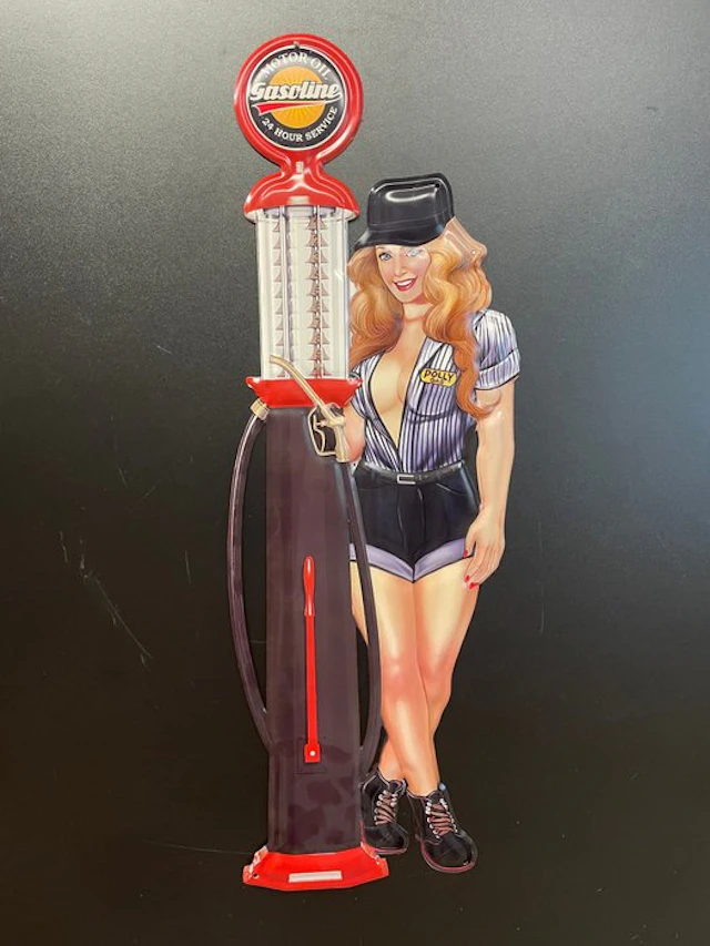 Gas Station Pin Up Girl - Sign - Tin sign – embossed 'Made in USA'