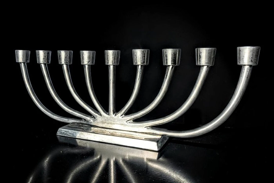 Judaica - Candleholder Rare Silvered Hanukkah / Jewish...