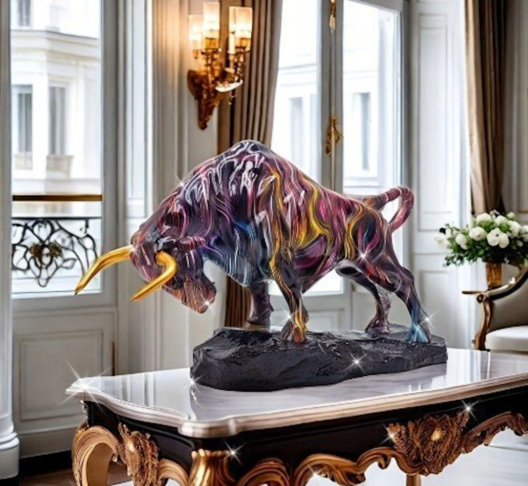 Sculpture, Taureau inspirée de la statue de Wall Street - 23 cm - Resin