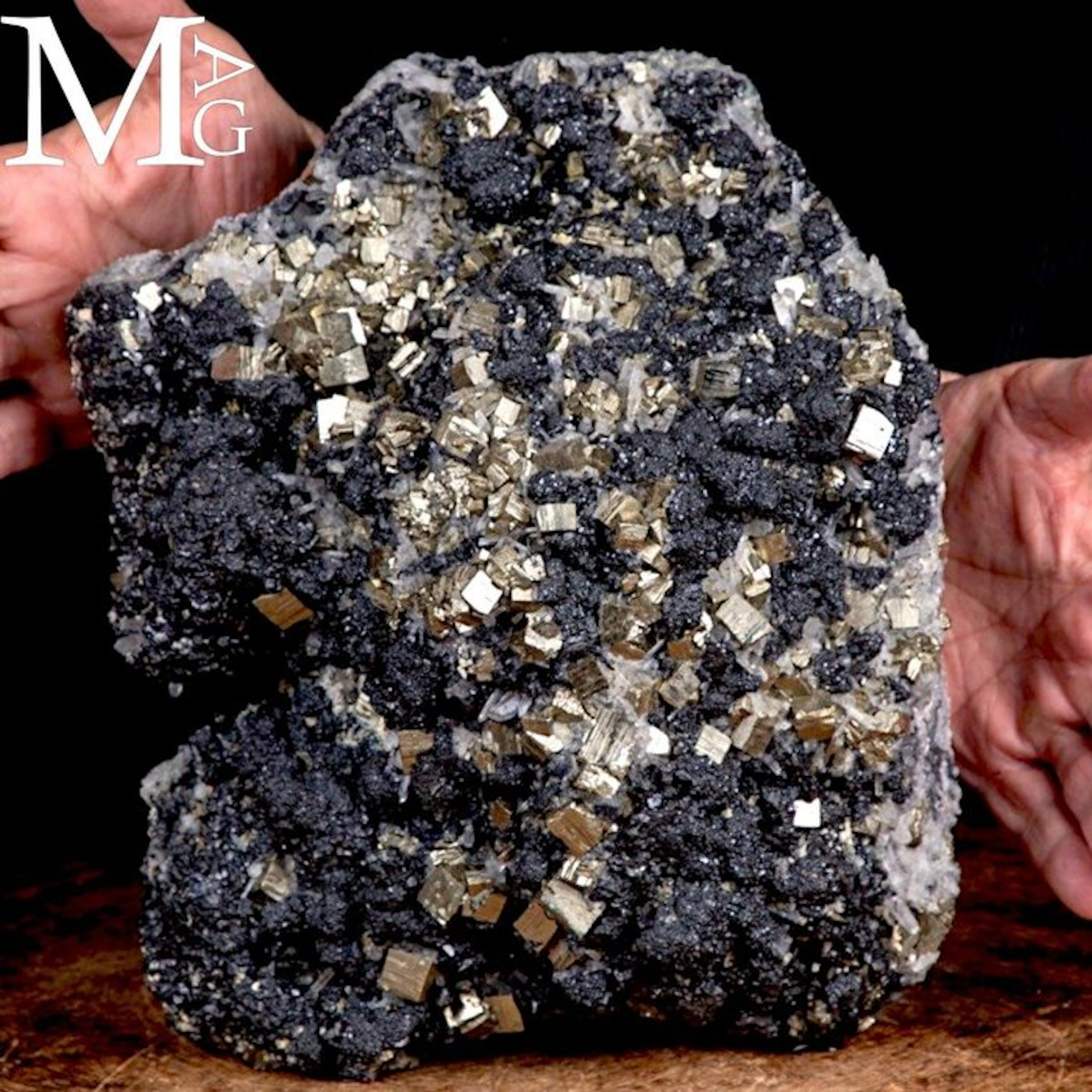 Golden Pyrite Cubes on a Rich Matrix of Sphalerite and...