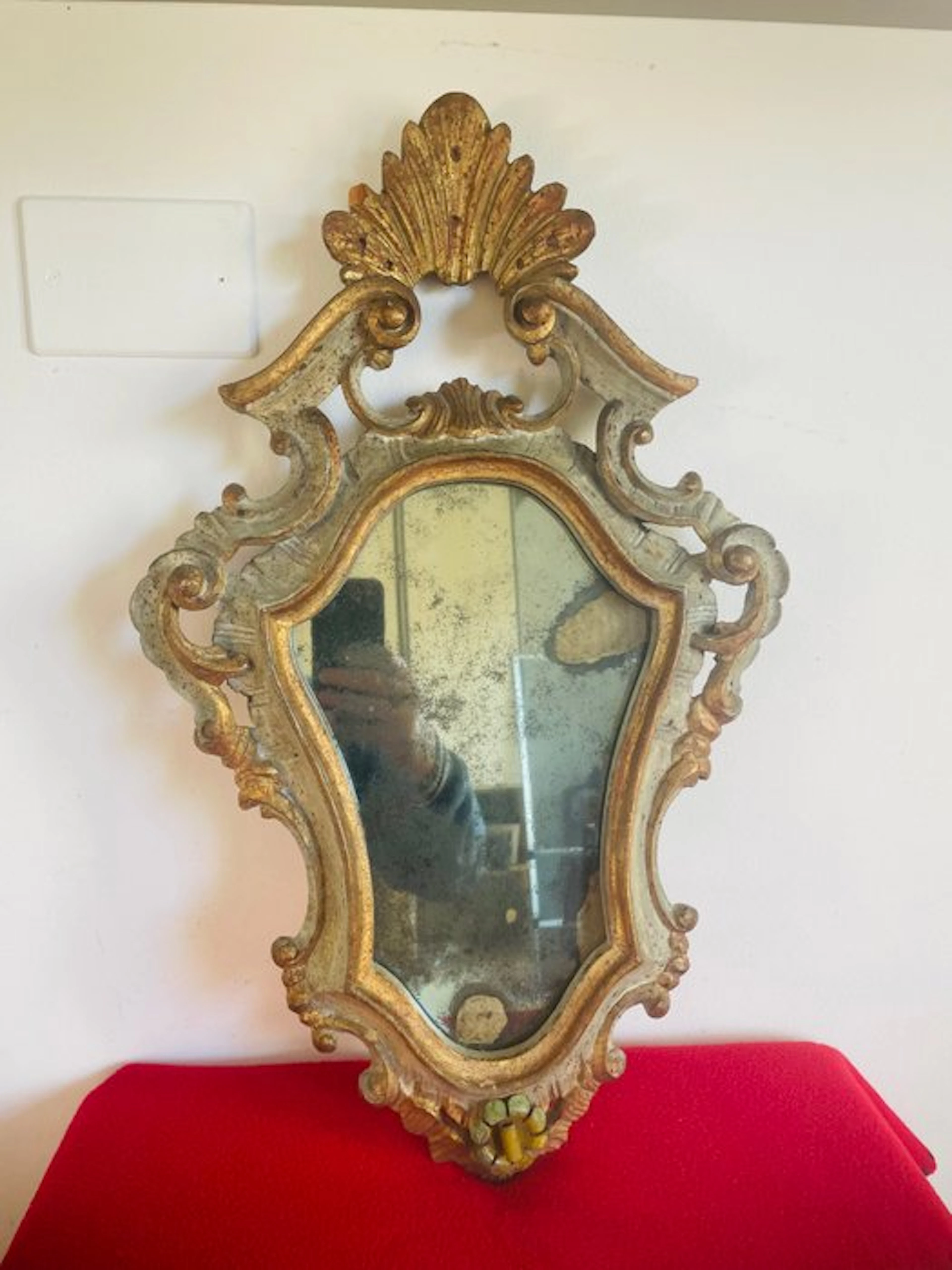 Wall mirror - Antique small Baroque-style dressing mirror...