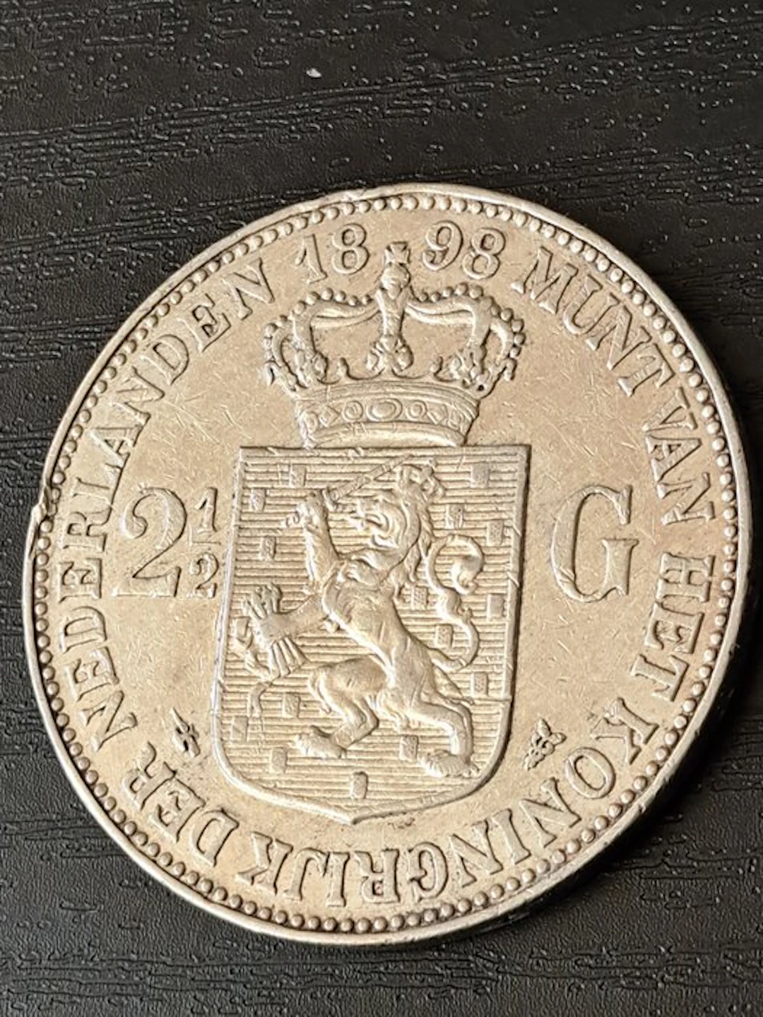 Netherlands. Wilhelmina. 2 1/2 Gulden 1898 ZFR+ Zeldzaam