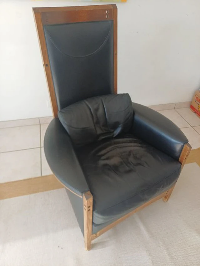 Giorgetti - Umberto Asnago - Armchair - High-back armchair - Leather, Wood