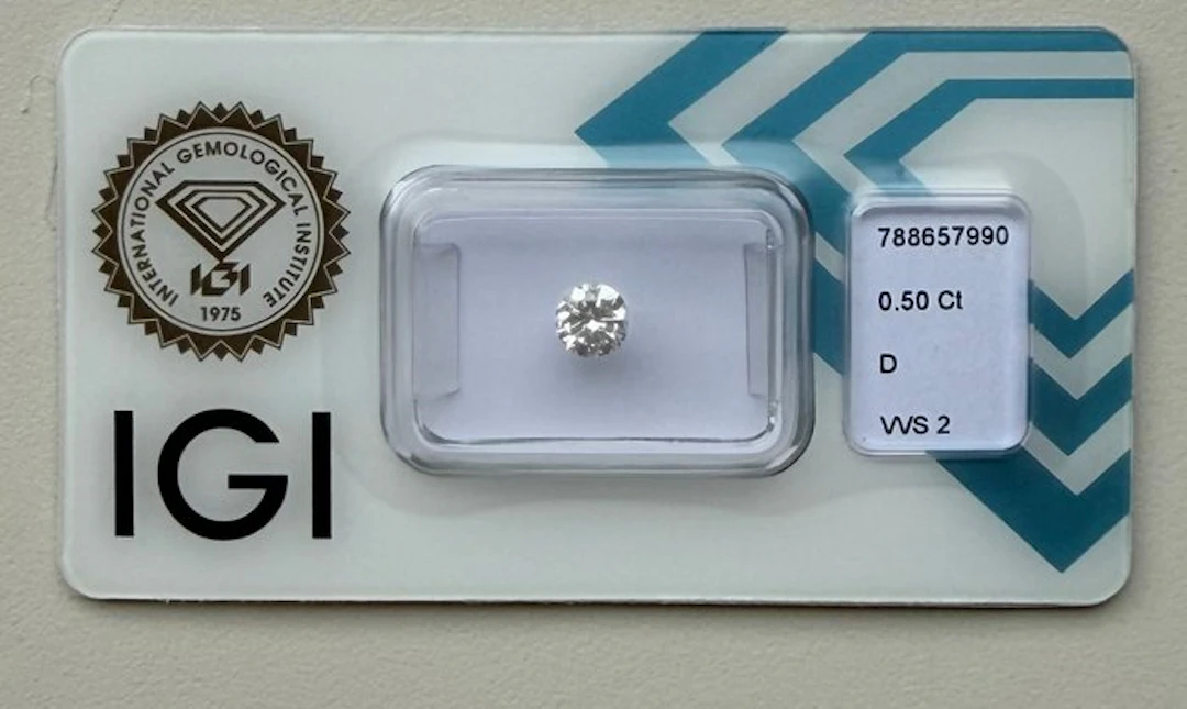 1 pcs Diamond (Natural) - 0.50 ct - Round - D...