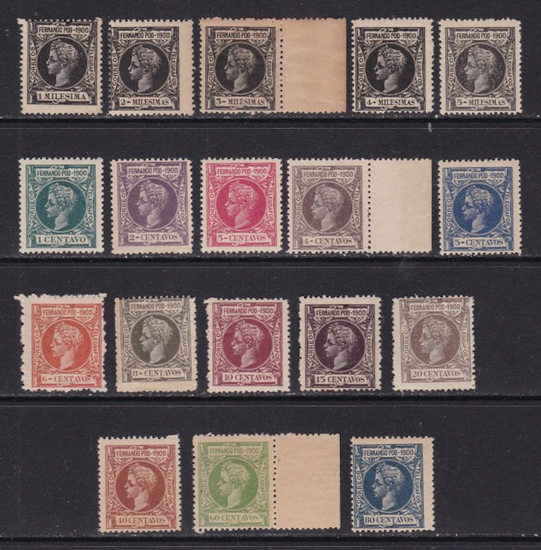 Fernando Poo 1900 - Alfonso XIII - Incomplete Series - Edifil 74/91 - MNH