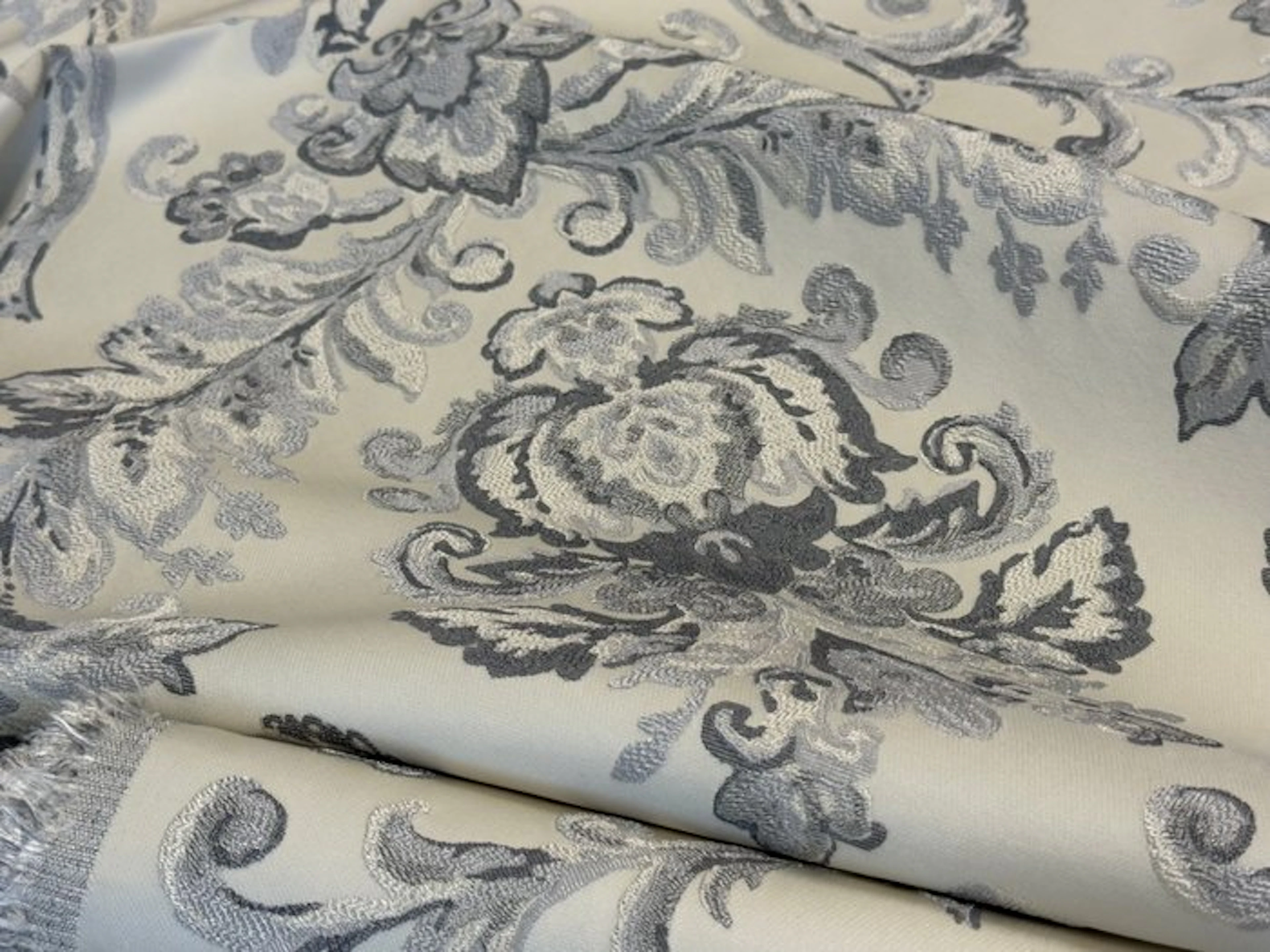 Exclusive Lampasso fabric GCFabrics – Silver Gray Damask...