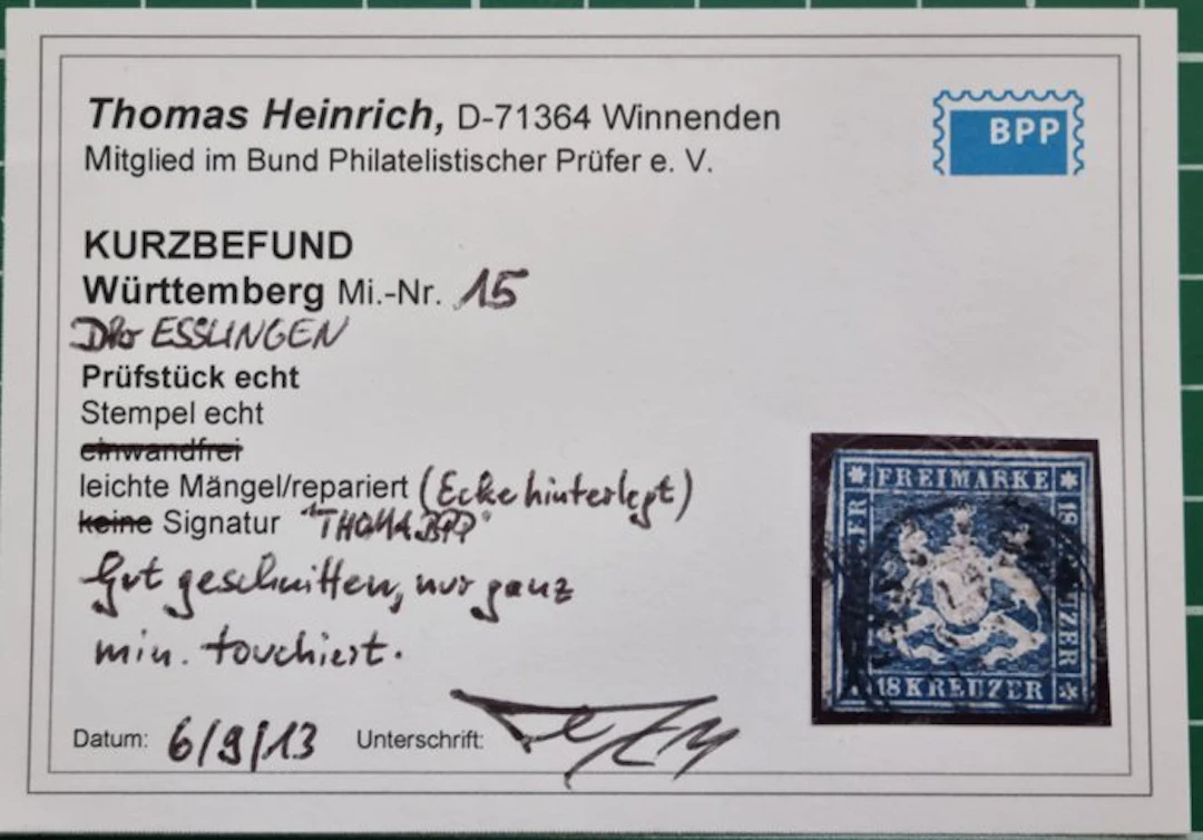 Württemberg 1860 - Württemberg coat of arms 1860 - Michel Spezial 15