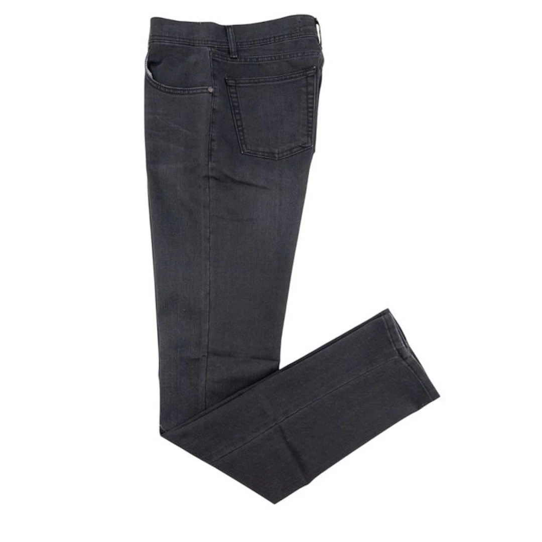 LUIGI BORRELLI NAPOLI - 47 IT - Solid Black Denim Jeans...