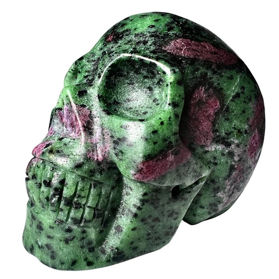 Ruby Skull on Zoisite - premium Carving - Height: 70 mm...
