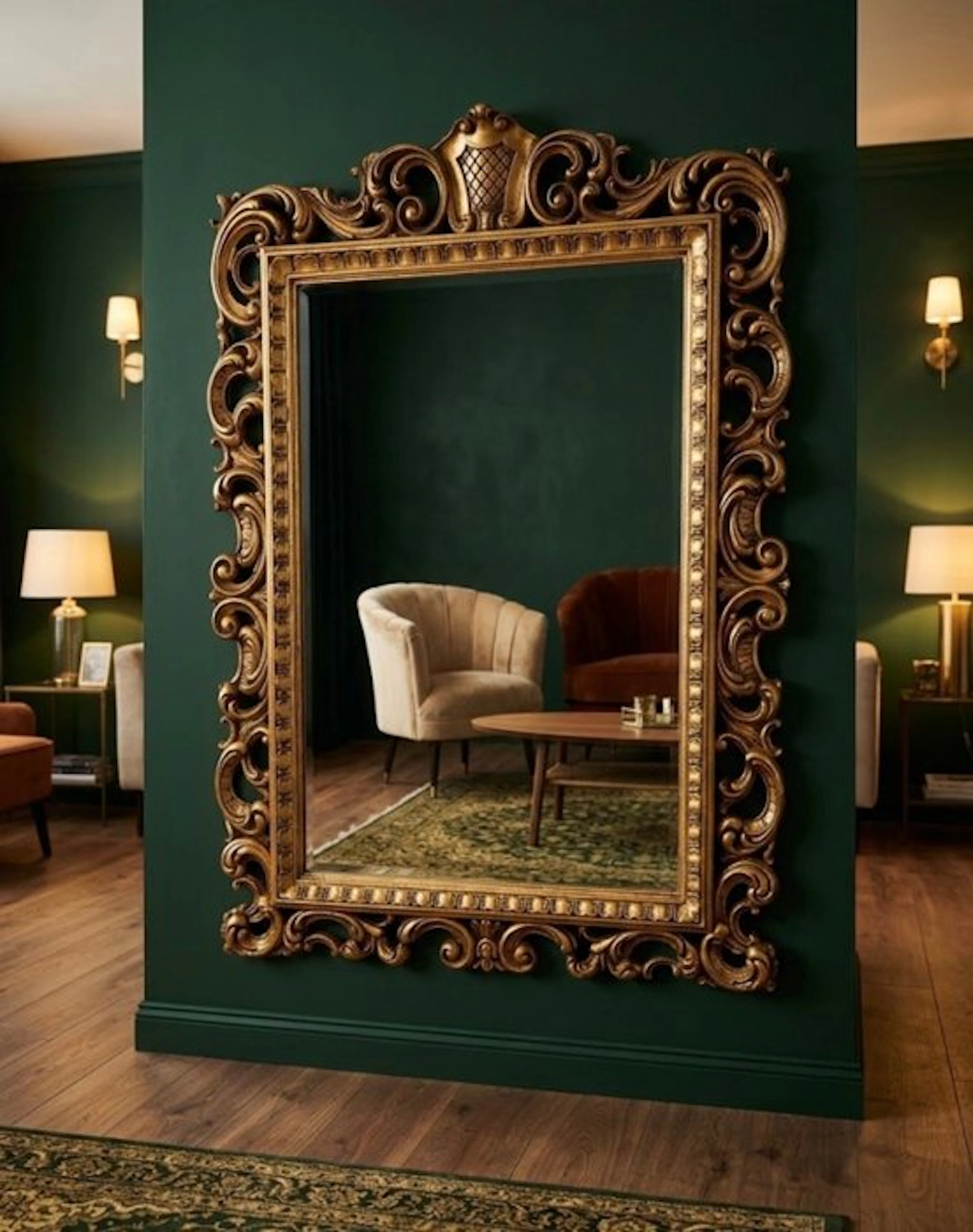 Wall mirror - Mercury glass, Gold Leaf - 93cm