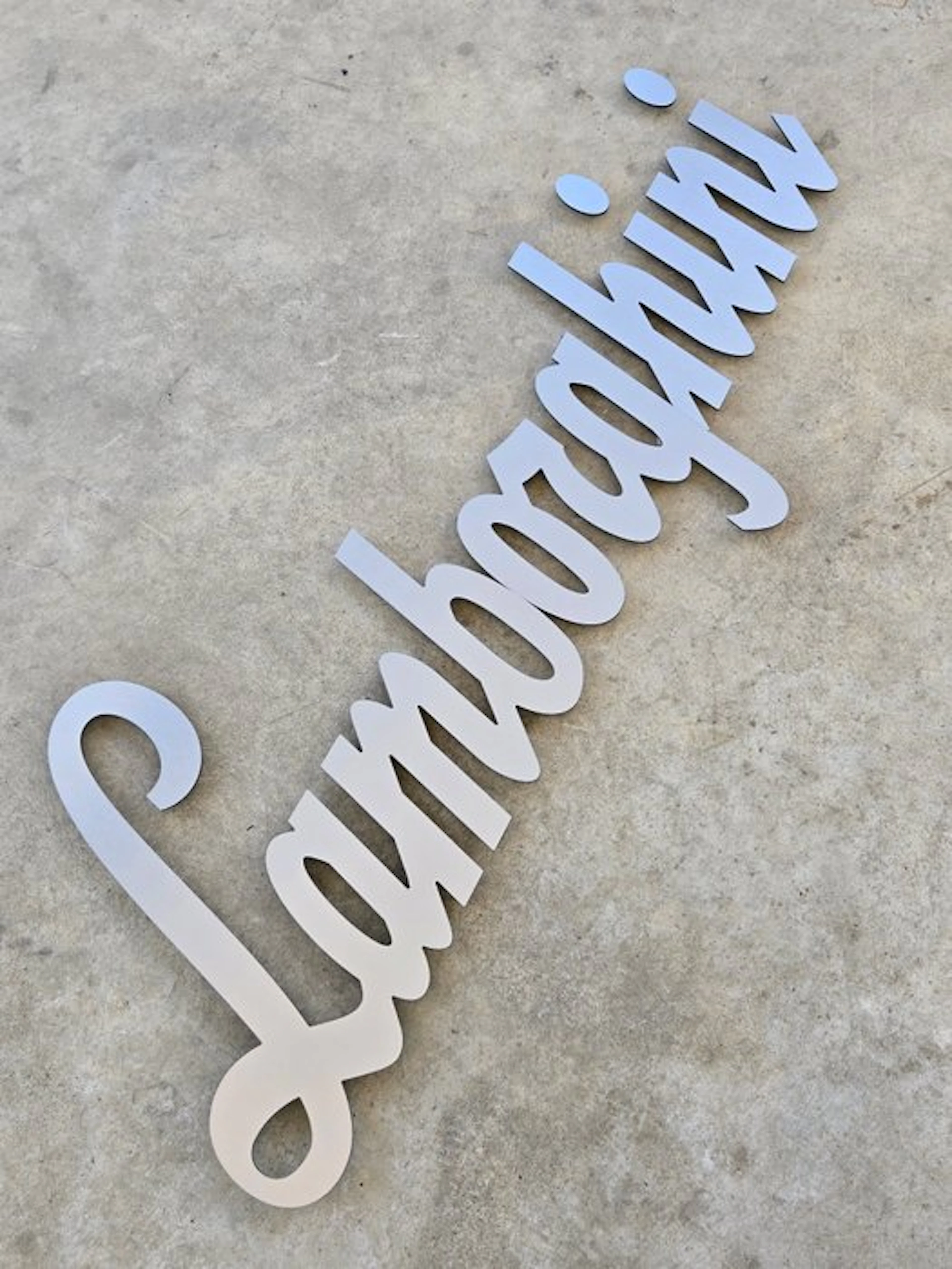 Professional Wall Brushed Aluminium* Logo - Big Size 140 cm ! - Lamborghini