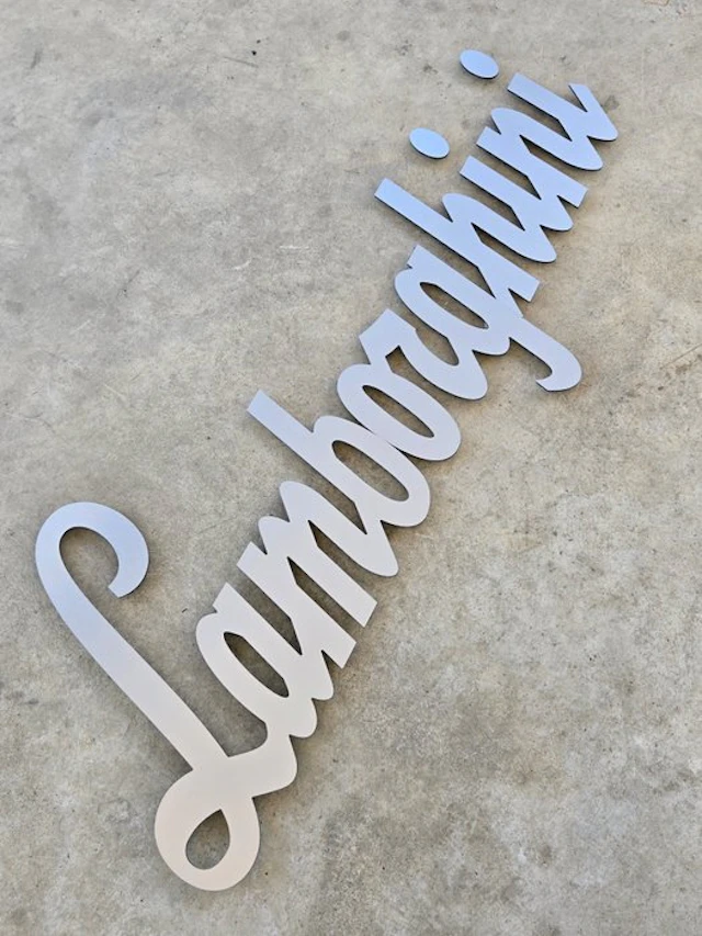 Professional Wall Brushed Aluminium* Logo - Big Size 140 cm ! - Lamborghini
