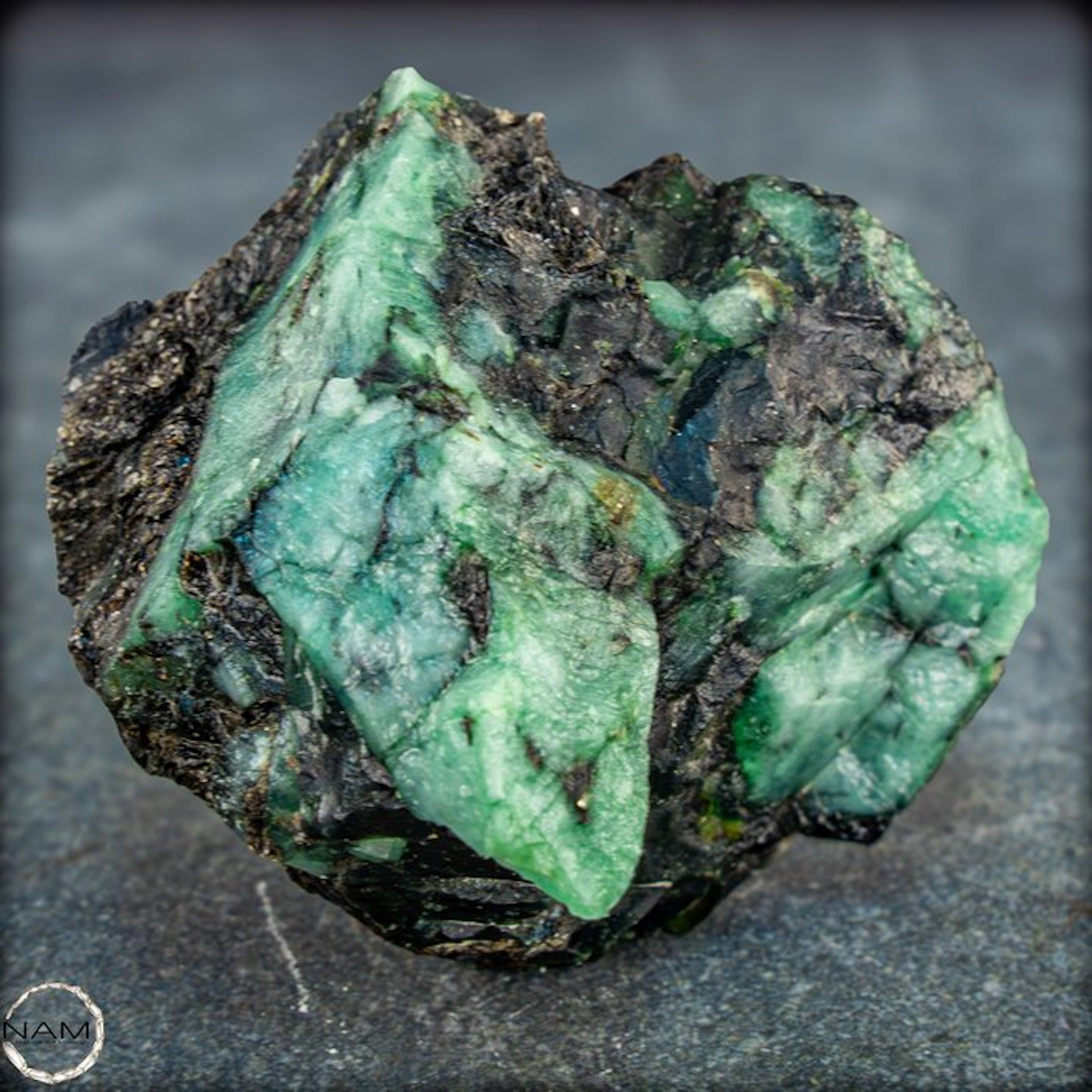 Natural emerald crystals on host rock from the legendary...