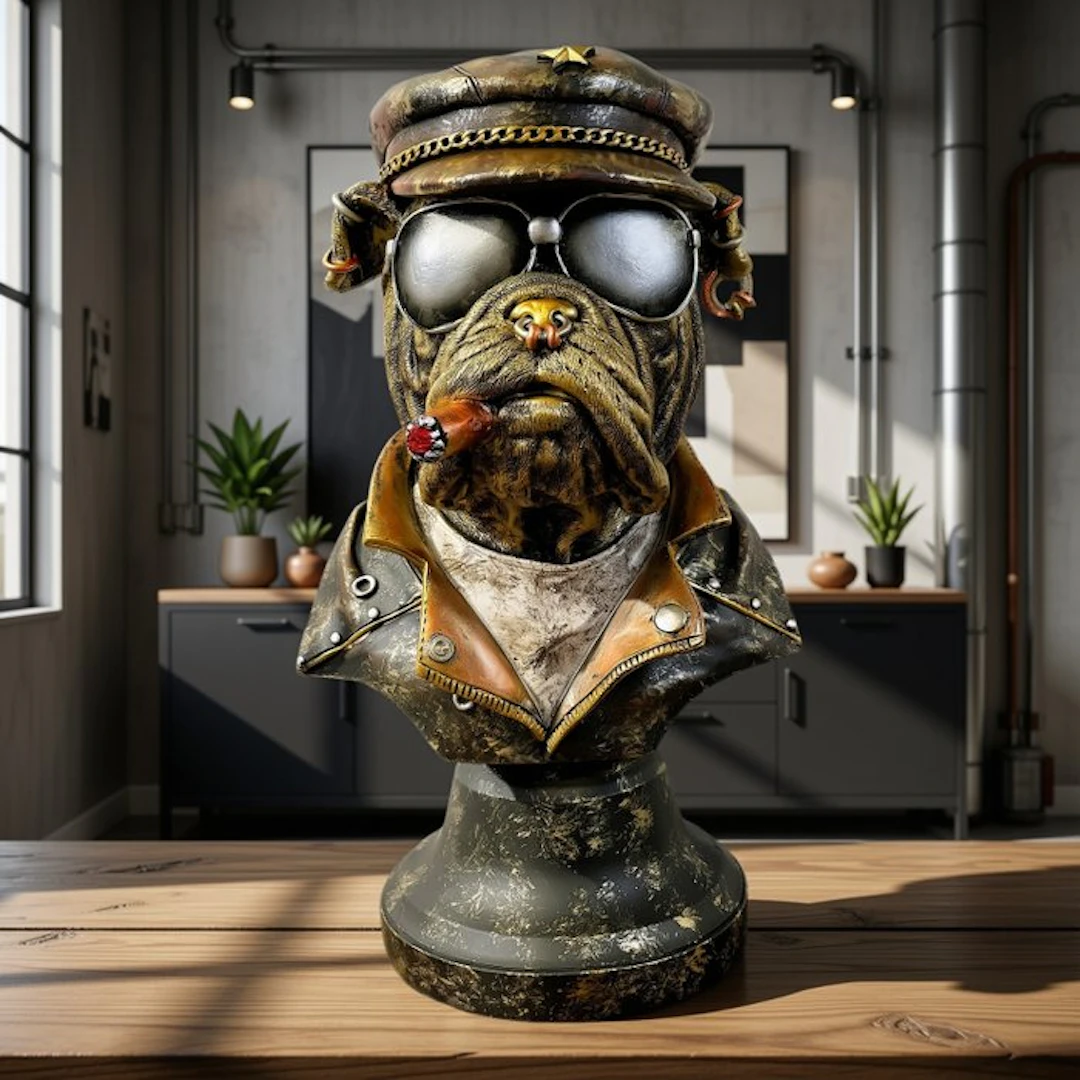 Sculpture, Gansta Bulldog - 35.5 cm - Polystone - Resin