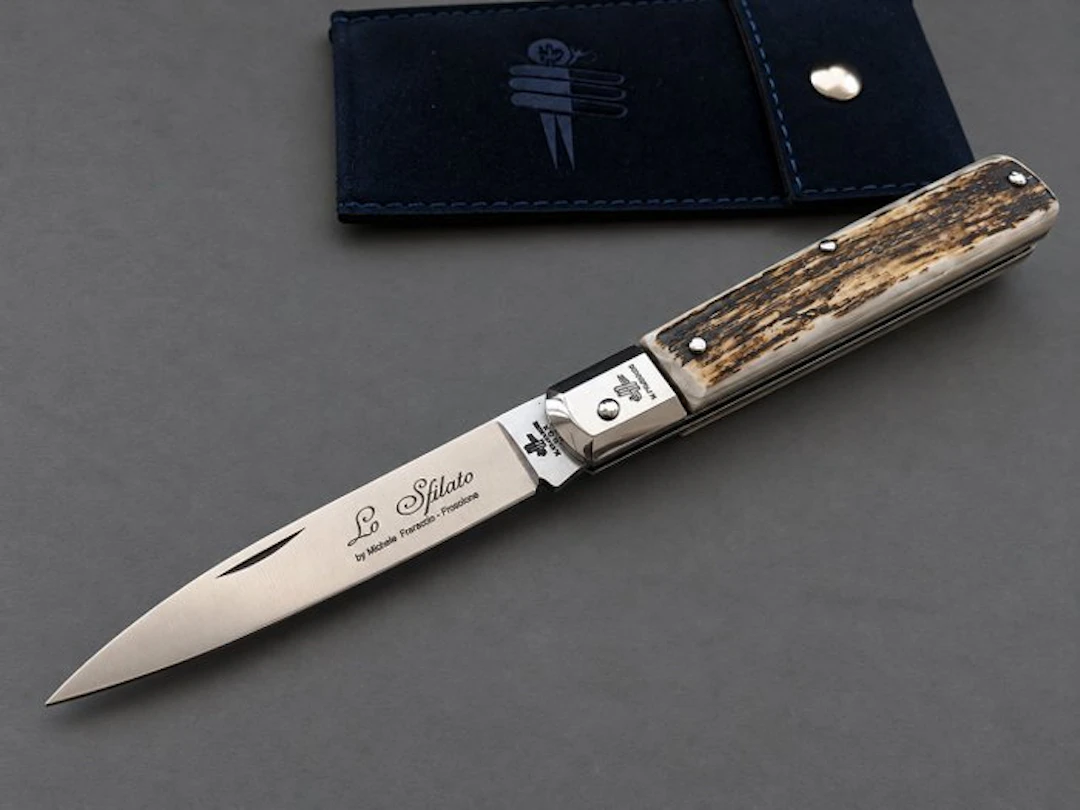 Fraraccio Coltello Lo Sfilato 19 cm Corno Antico Lama...