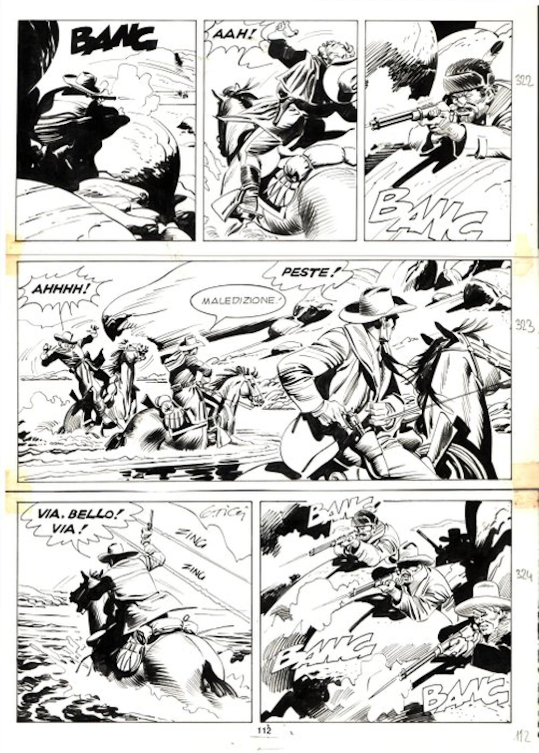 Ticci, Giovanni - 1 Original page - Tex #271 - "Bandoleros!" - 1983