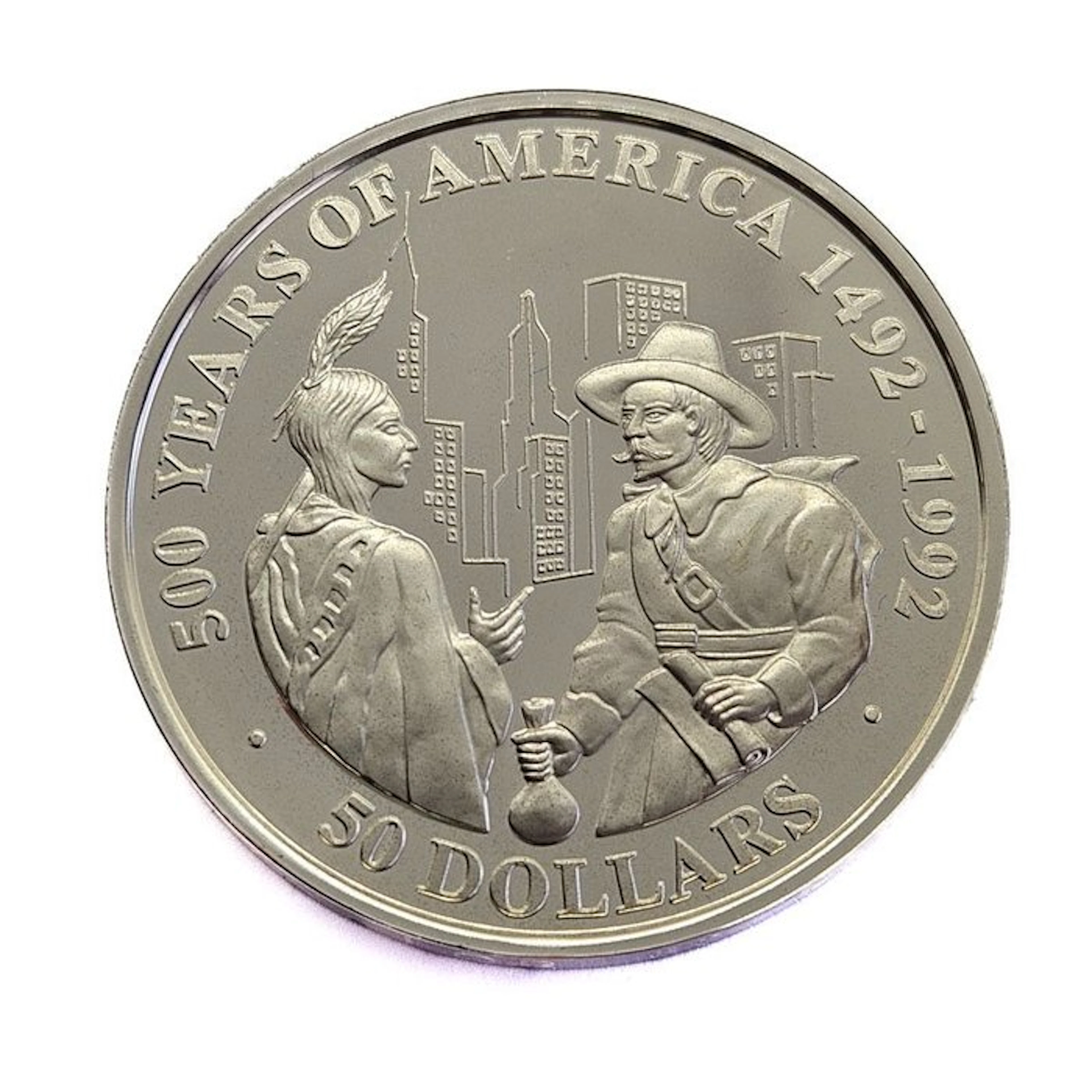 Cook Islands. 50 Dollars 1991 Peter Minuit / 500 Years of America Series