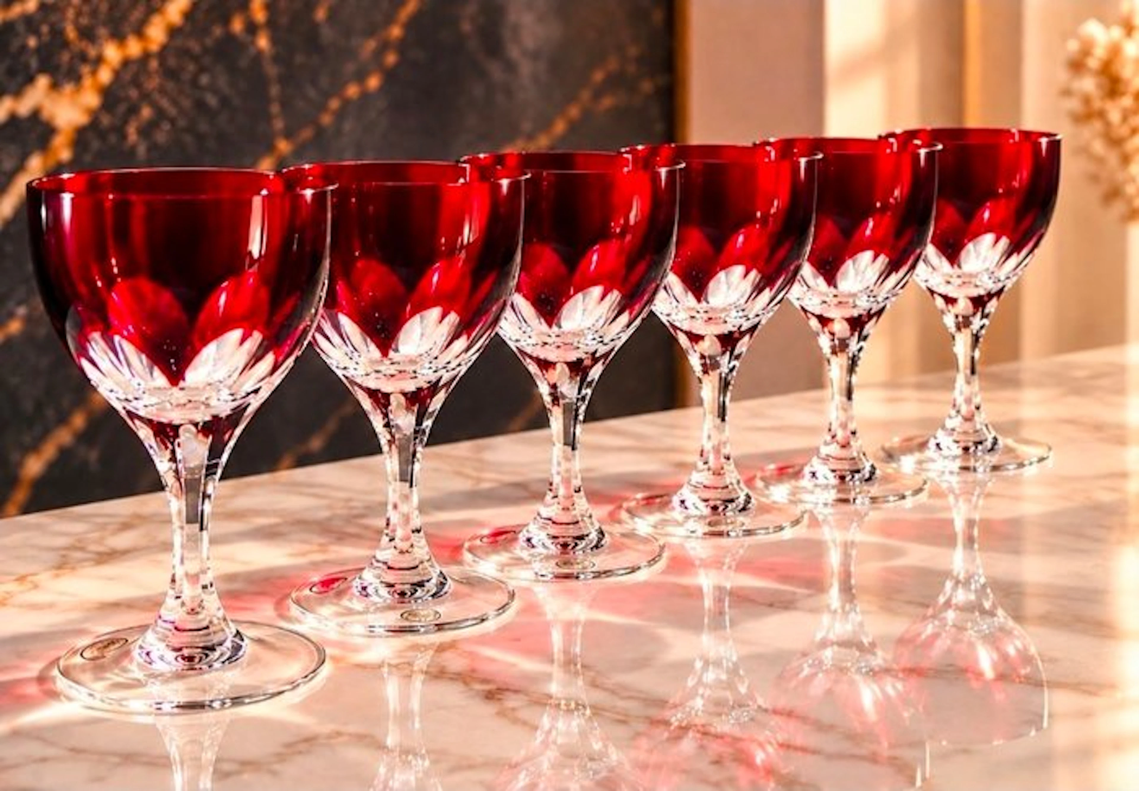 Ajka Crystal - Wine glass - Fabergé Lausanne Ruby Red...