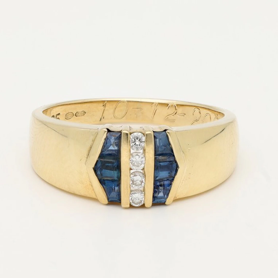 Ring - 14 kt. Yellow gold Sapphire - Diamond
