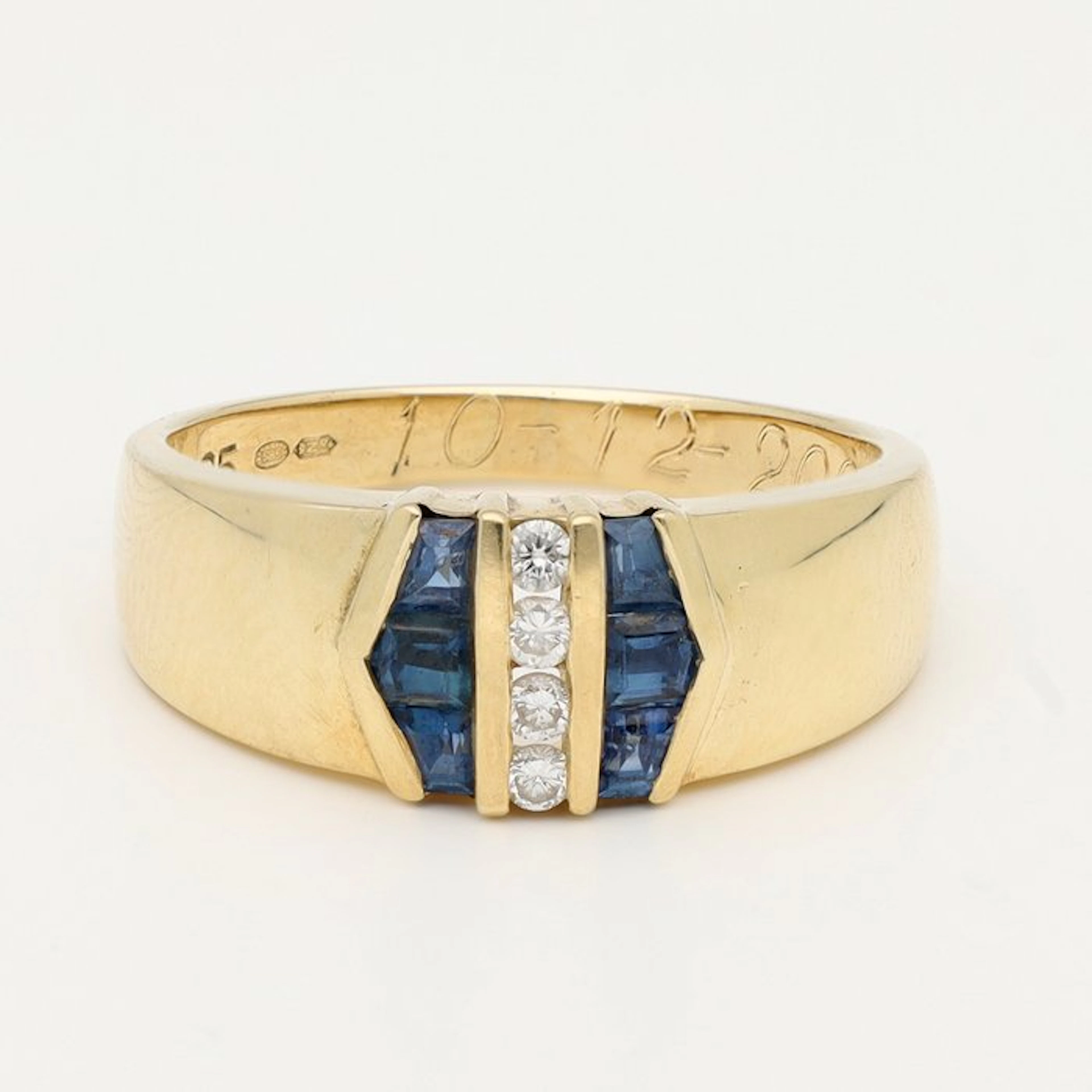 Ring - 14 kt. Yellow gold Sapphire - Diamond