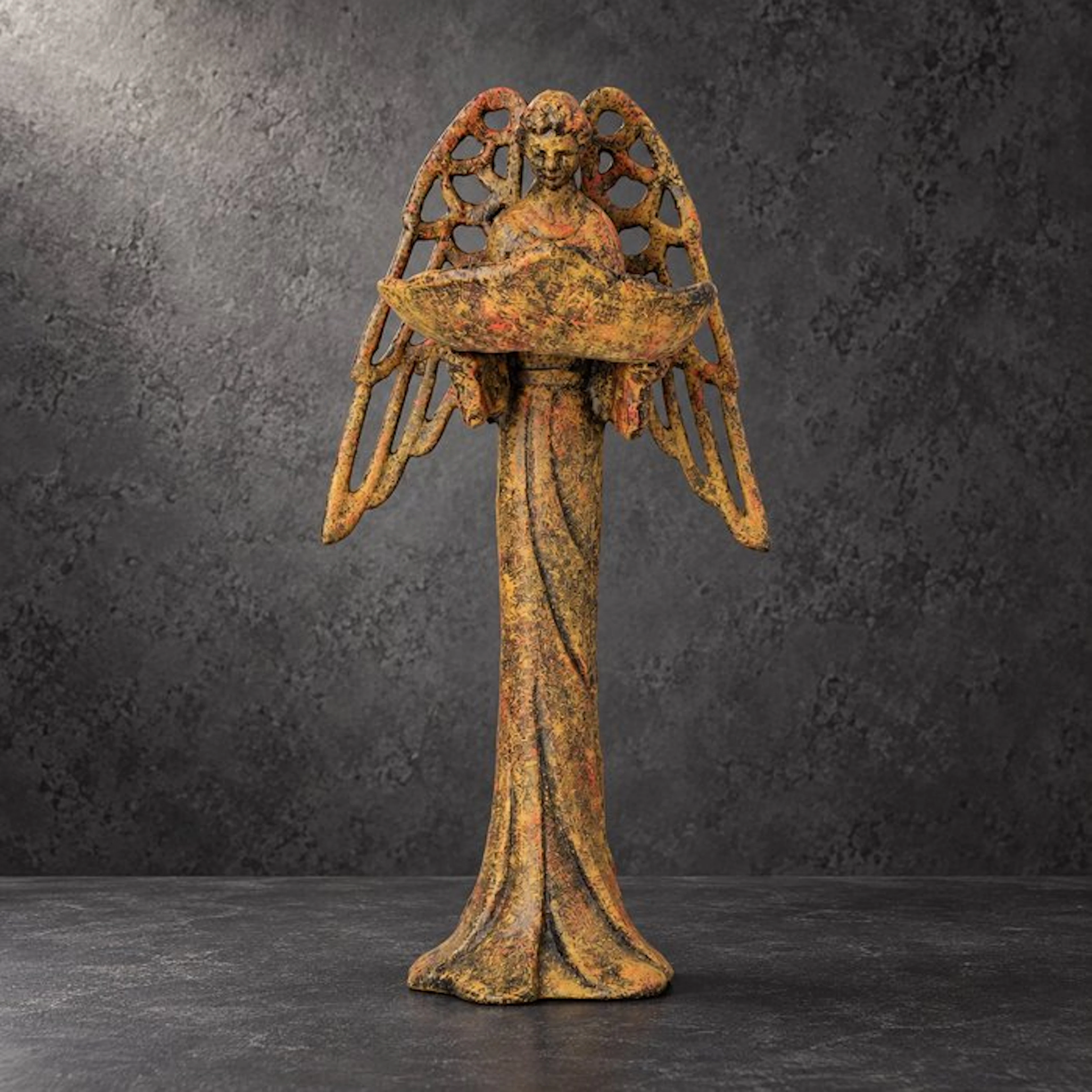 Figurine - IJzeren engel met schaal - Iron