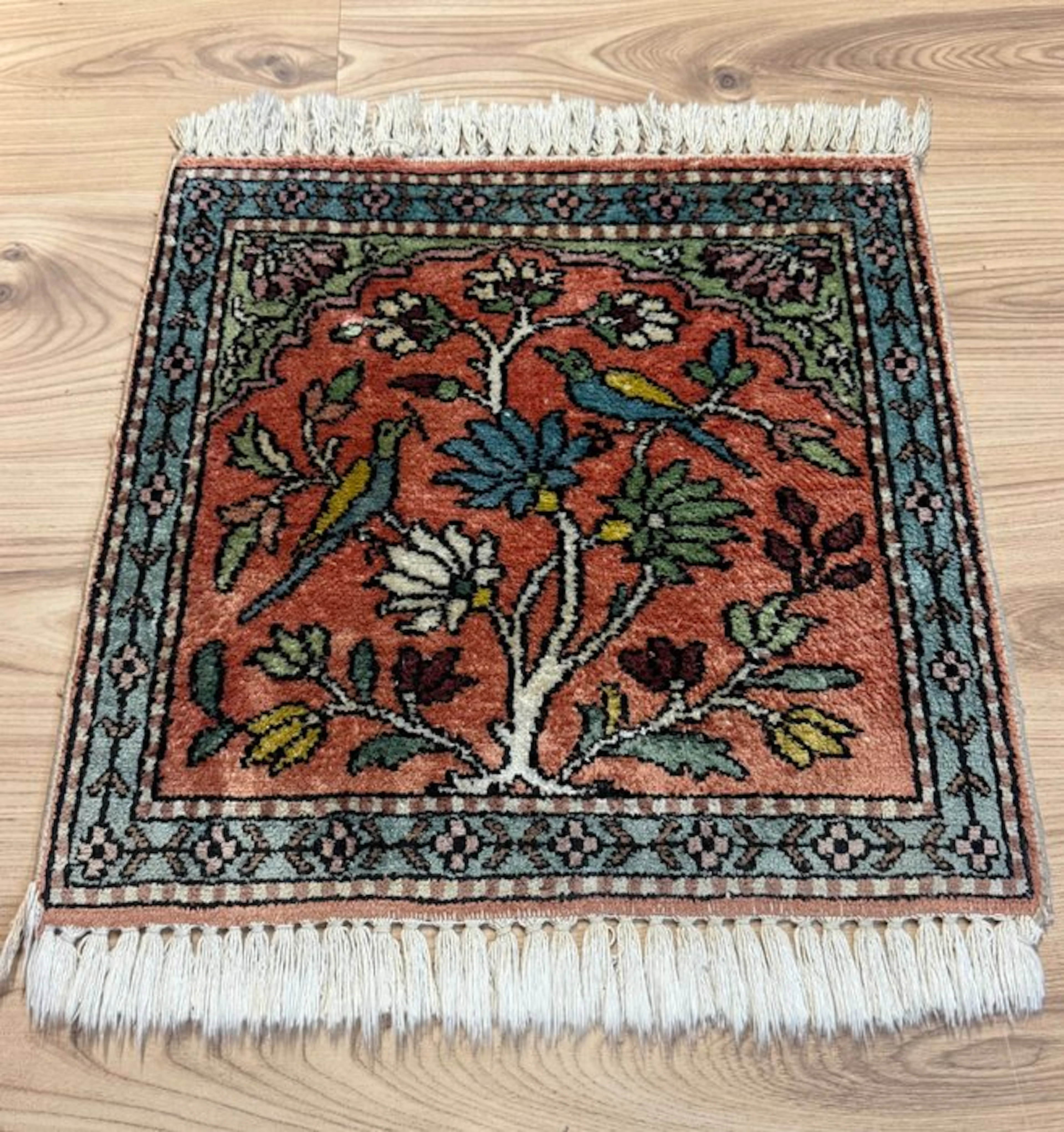 Ghoum - Rug - 0.54 m - 0.46 m - Trees of Life Pure Silk!