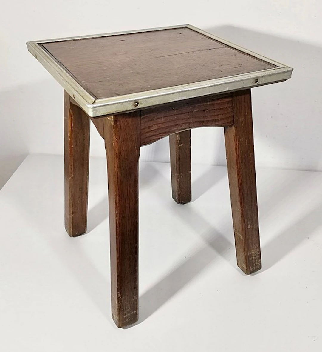 Stool - Original handmade stool - Wood, Aluminium - Vintage design 1930s