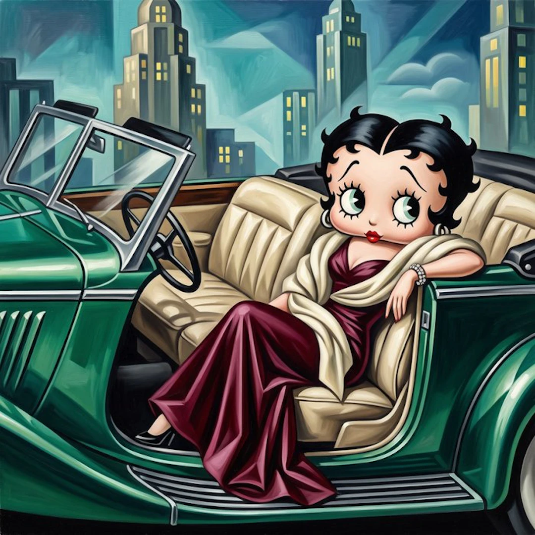 MEDSAN - Betty Boop in the Green Roadster (緑のロードスターに乗るベティ・ブープ) - UNIQUE WORK