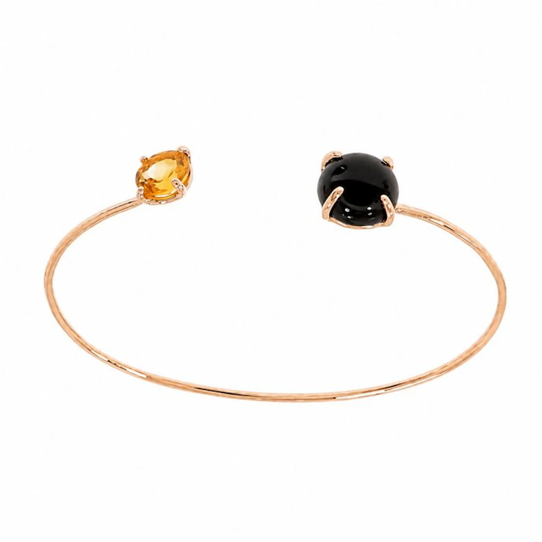 Bracelet - 9 kt. Rose gold Citrine - Onyx