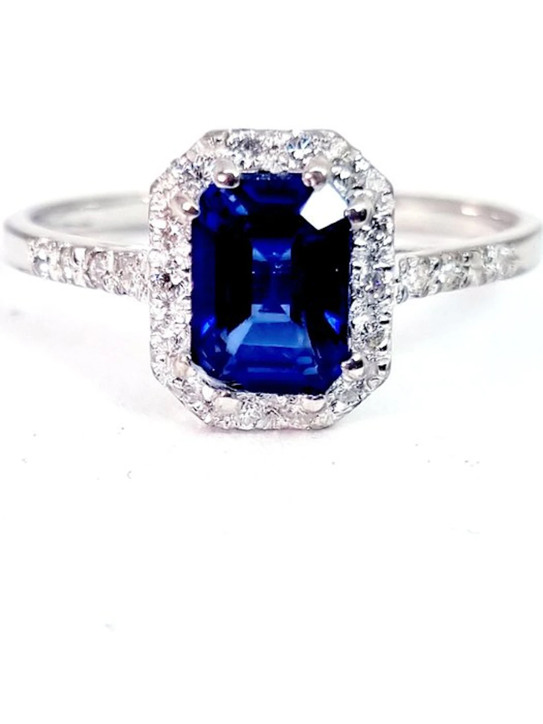 Ring - 18 kt. White gold Sapphire - Diamond