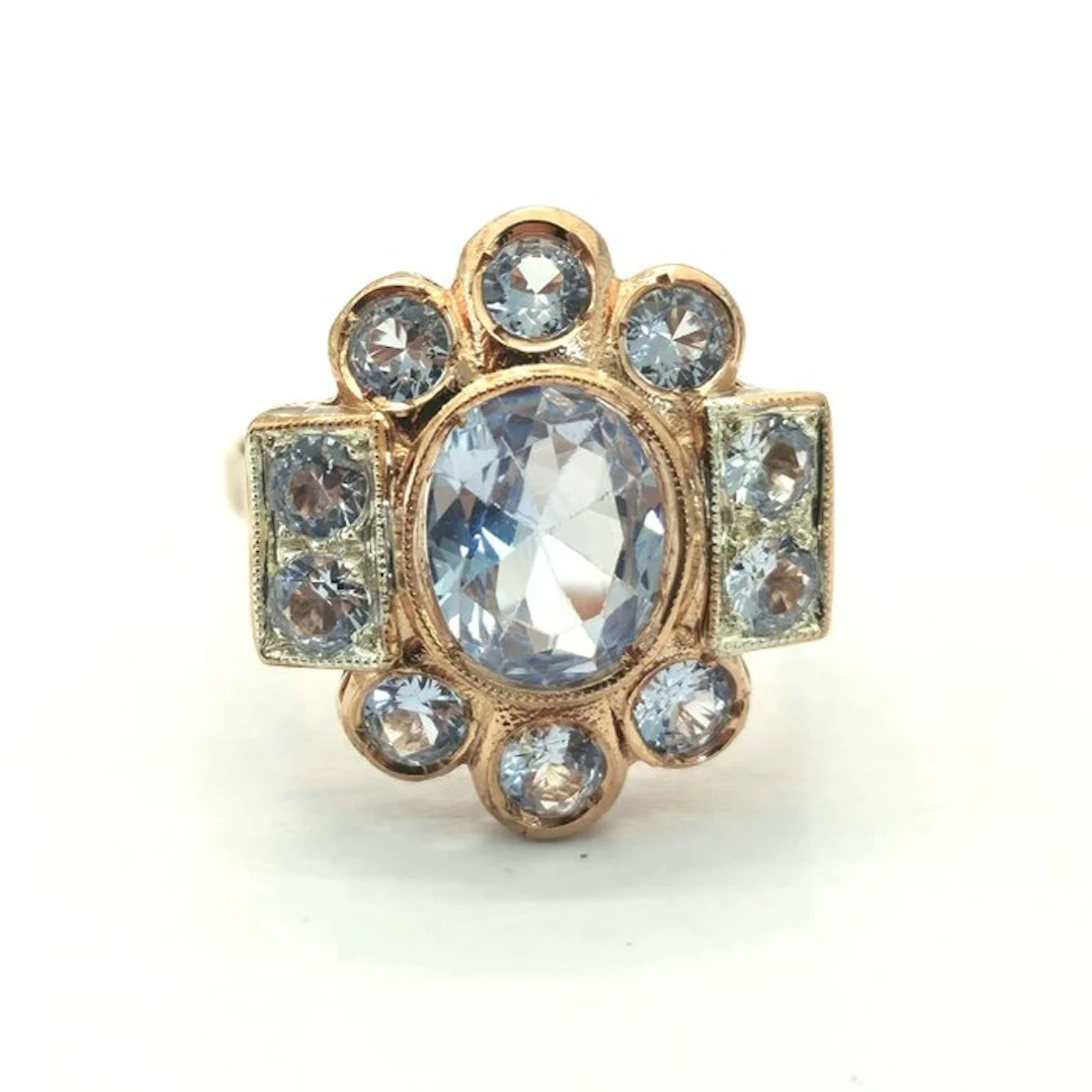 No reserve price - Ring - 9 kt. Rose gold, Silver Spinel - Spinel