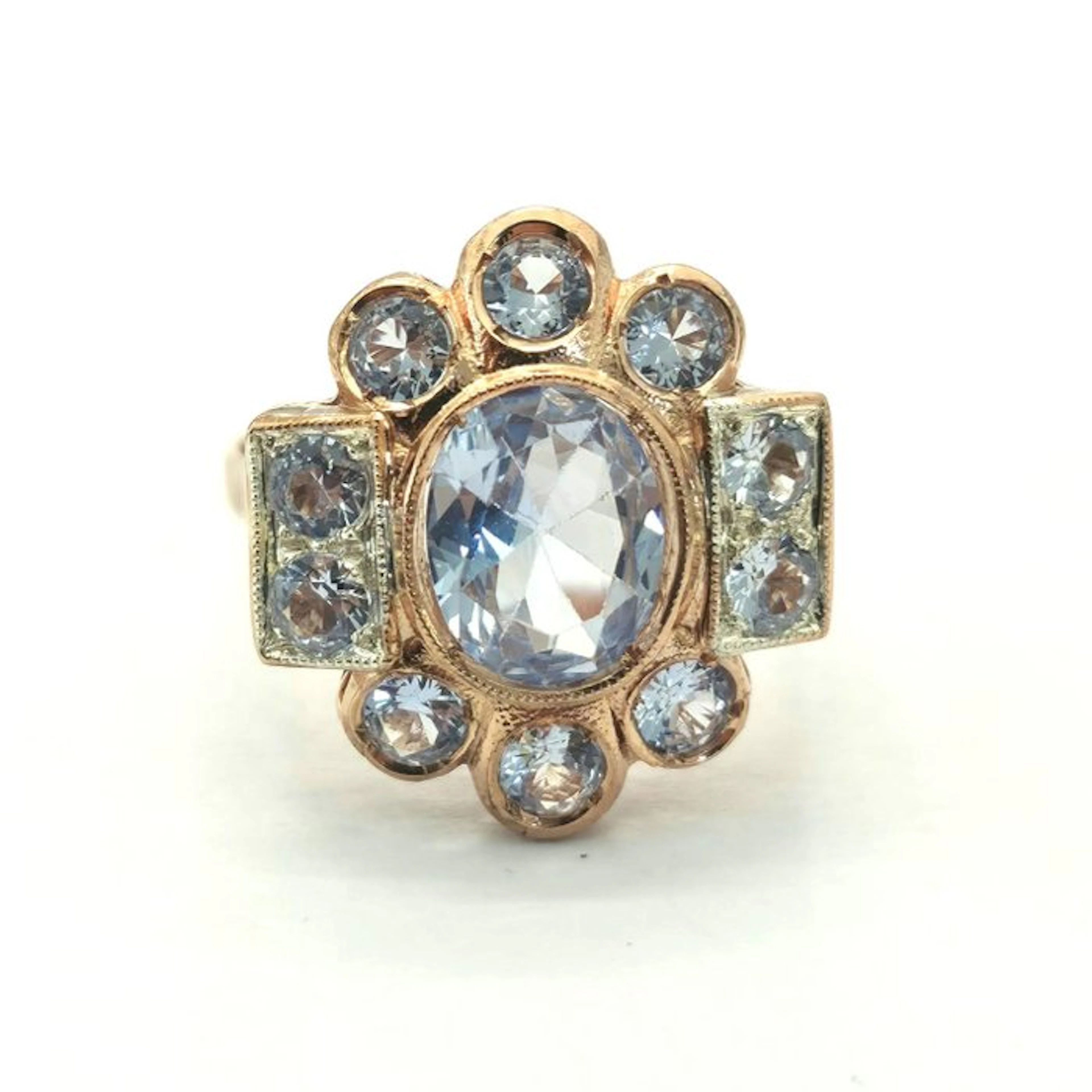 No reserve price - Ring - 9 kt. Rose gold, Silver Spinel - Spinel