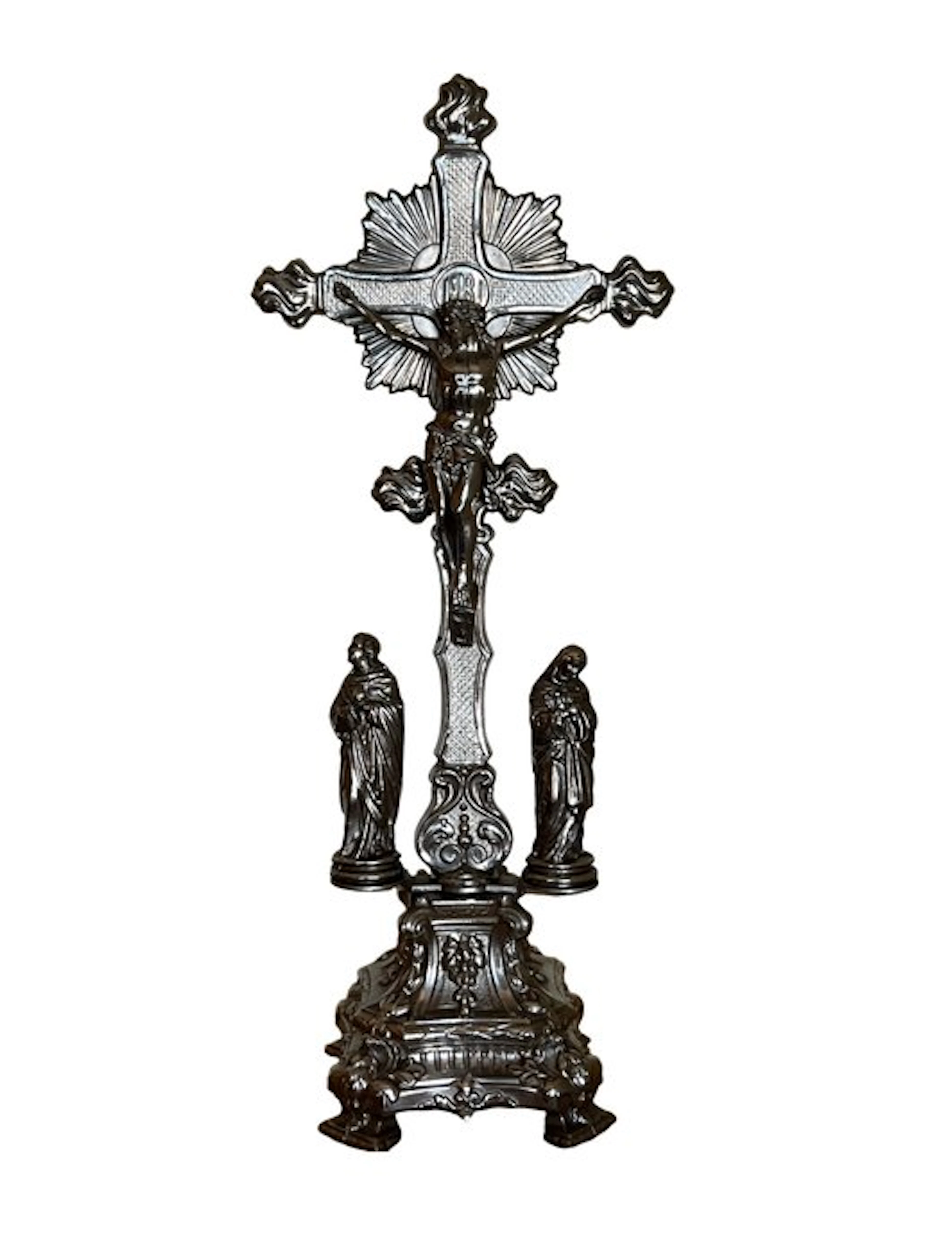 Crucifix (3) - Metal - 1930-1940 - Elegant altar cross, 44 cm