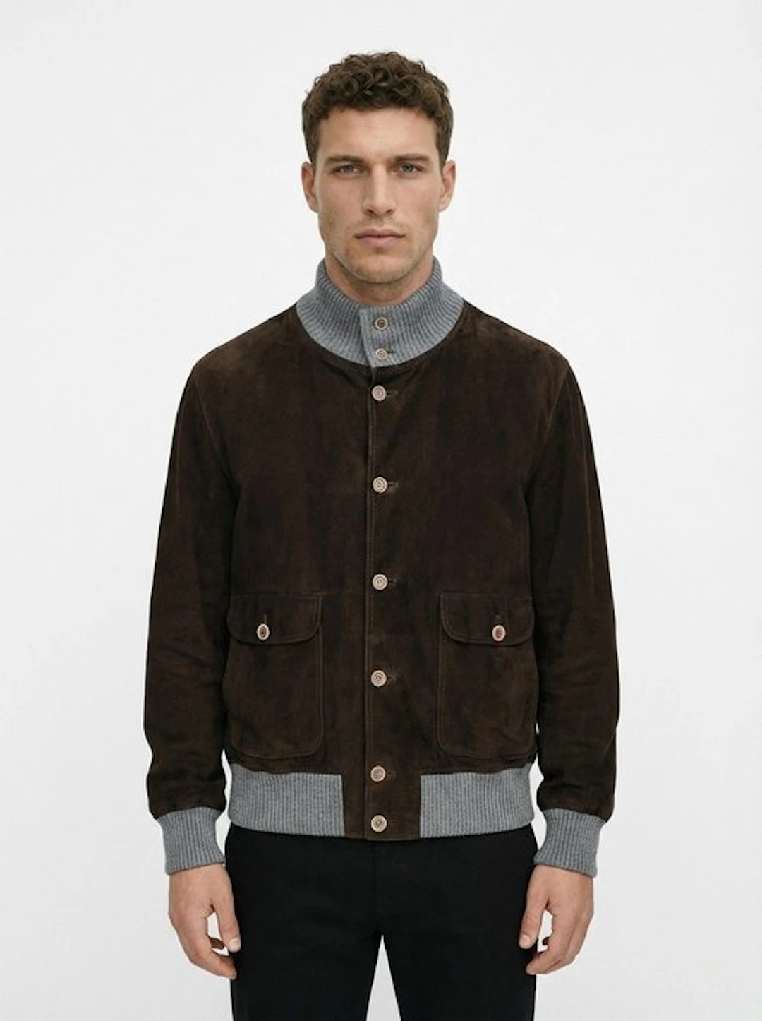 SALFRA - 50 IT - Suede Leather Bomber Jacket Brown 100%...